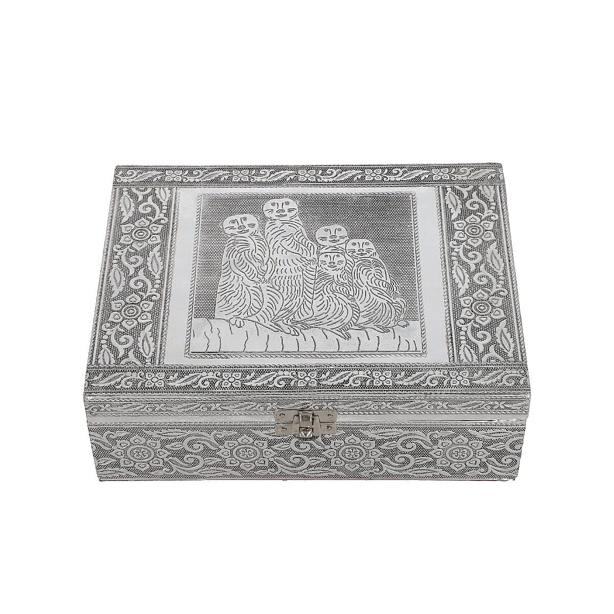 SHOP LC DELIVERING JOY Aluminum Oxidized Meerkat Family Embossed Movable Tray Trinket Jewelry Organizer Box Storage Birthday Christmas Gifts
