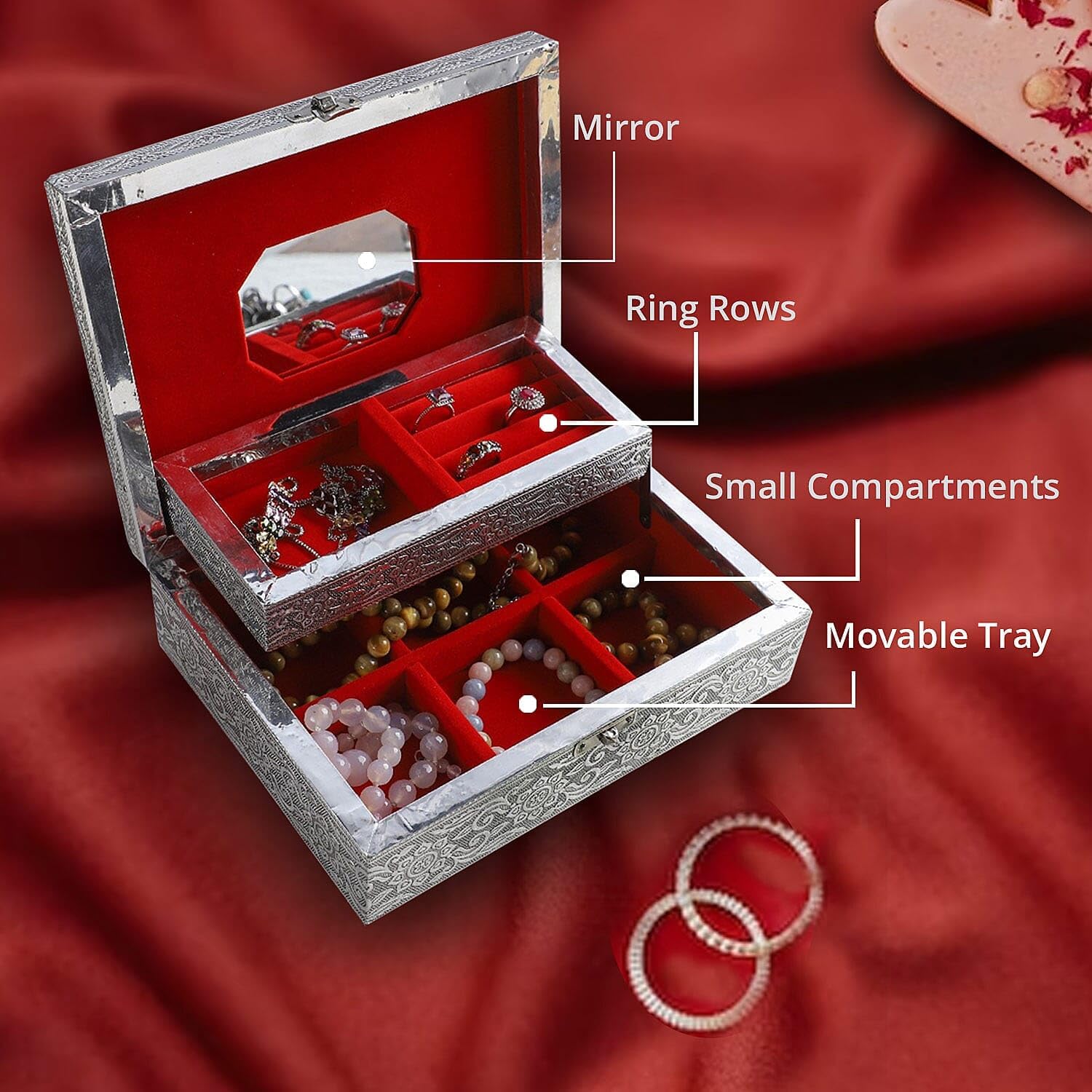 SHOP LC DELIVERING JOY Aluminum Oxidized Meerkat Family Embossed Movable Tray Trinket Jewelry Organizer Box Storage Birthday Christmas Gifts - Image 3