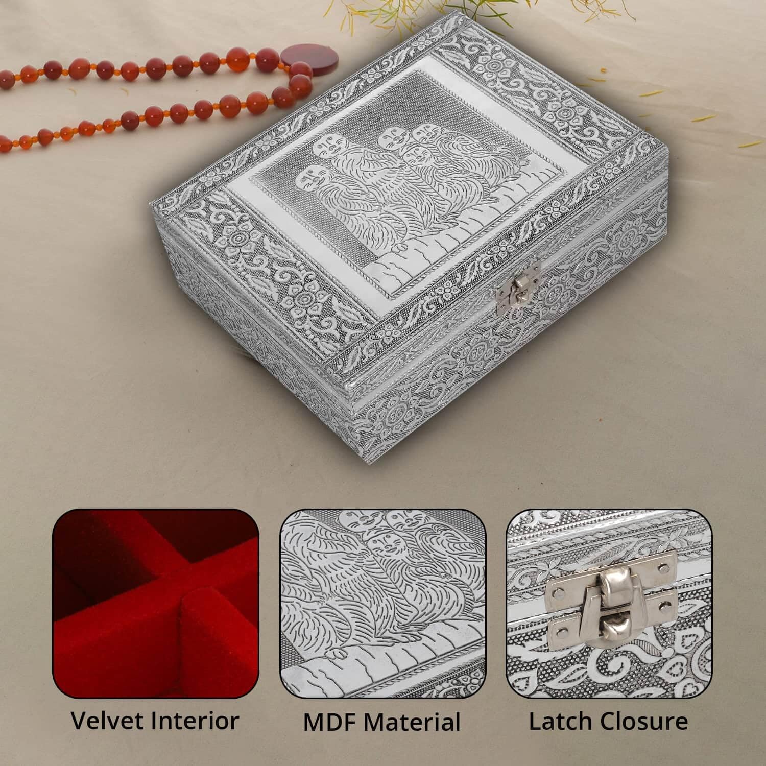 SHOP LC DELIVERING JOY Aluminum Oxidized Meerkat Family Embossed Movable Tray Trinket Jewelry Organizer Box Storage Birthday Christmas Gifts - Image 4