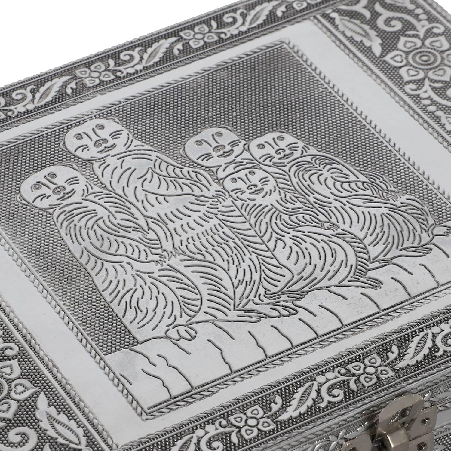 SHOP LC DELIVERING JOY Aluminum Oxidized Meerkat Family Embossed Movable Tray Trinket Jewelry Organizer Box Storage Birthday Christmas Gifts - Image 6