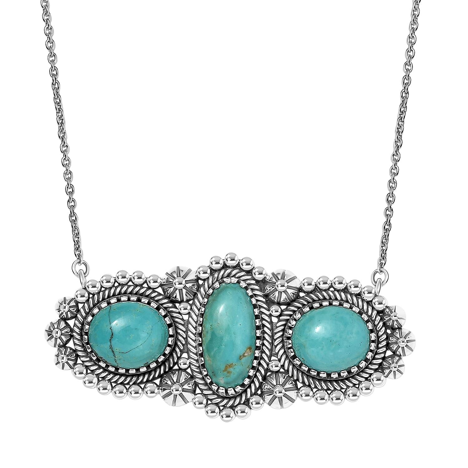 SHOP LC DELIVERING JOY Artisan Crafted Turquoise 14.30 ctw Necklace 18 Inches in Sterling Silver Christmas Gifts