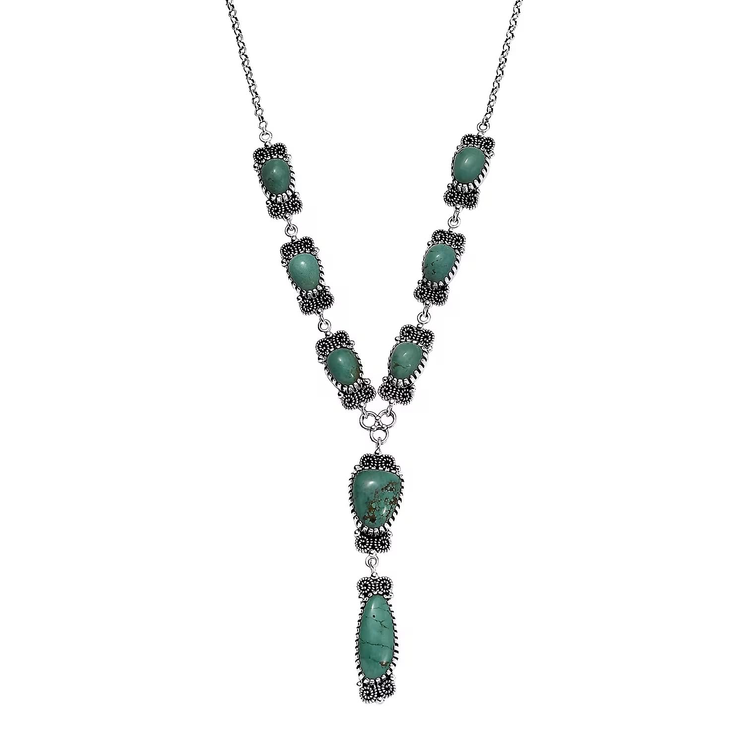 SHOP LC DELIVERING JOY Artisan Crafted Turquoise 27.50 ctw Necklace 18 Inches in Sterling Silver Christmas Gifts