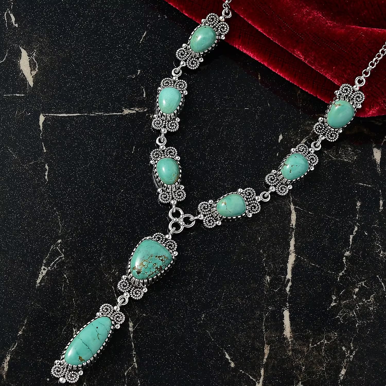 SHOP LC DELIVERING JOY Artisan Crafted Turquoise 27.50 ctw Necklace 18 Inches in Sterling Silver Christmas Gifts - Image 2