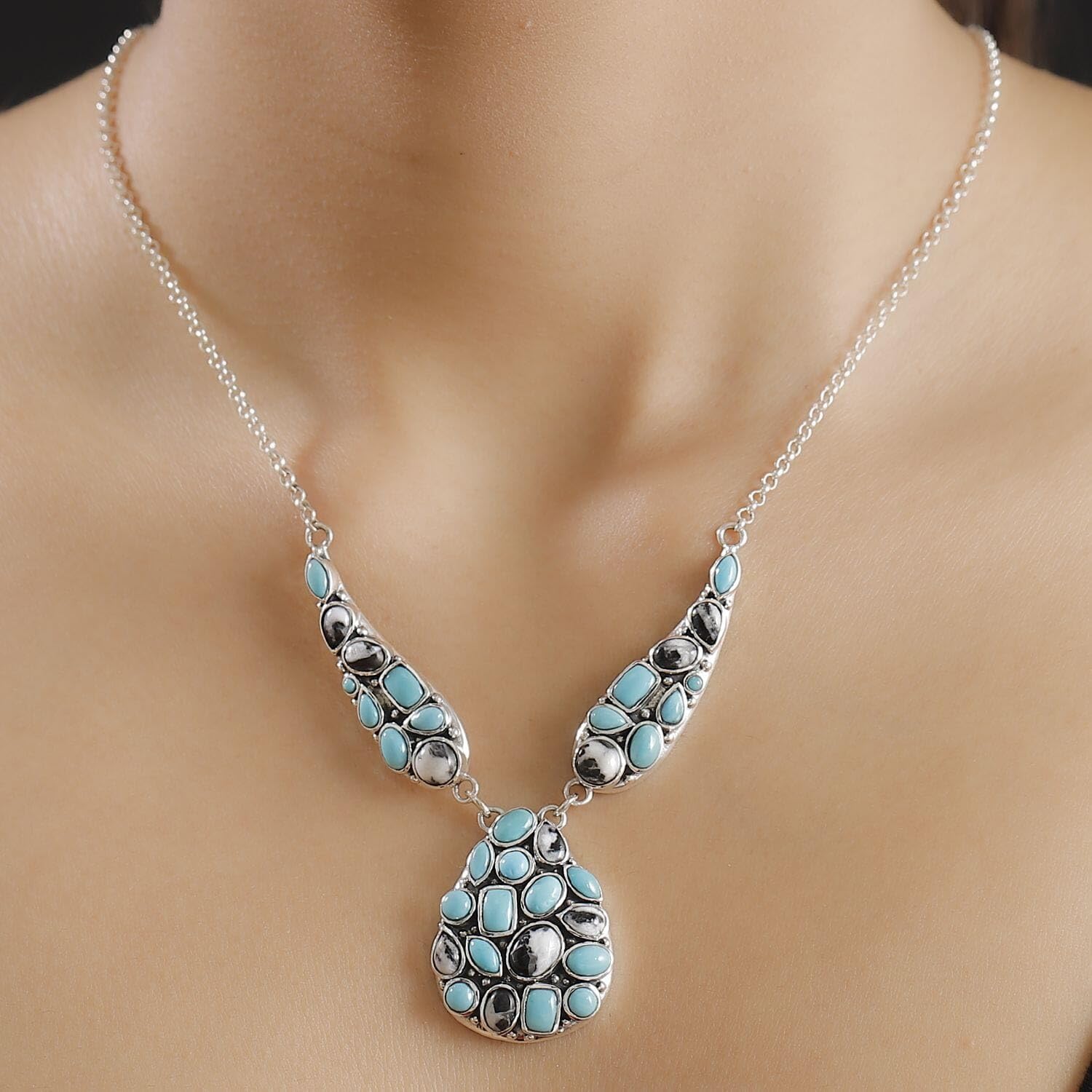 SHOP LC DELIVERING JOY Artisan Crafted White Buffalo Sleeping Beauty Turquoise 925 Sterling Silver Necklace for Women Jewelry Birthday Christmas Gifts Size 18 Inches Ct 13.33 - Image 3