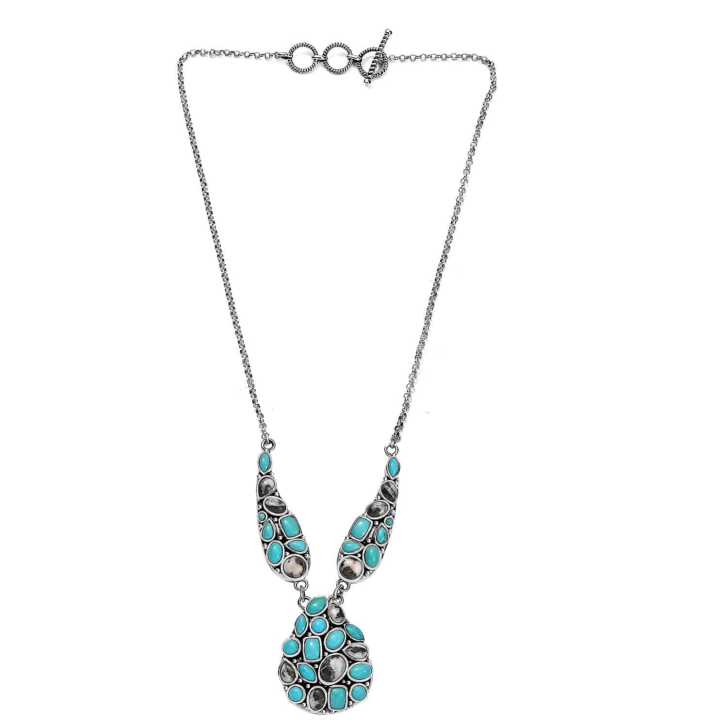 SHOP LC DELIVERING JOY Artisan Crafted White Buffalo Sleeping Beauty Turquoise 925 Sterling Silver Necklace for Women Jewelry Birthday Christmas Gifts Size 18 Inches Ct 13.33 - Image 4
