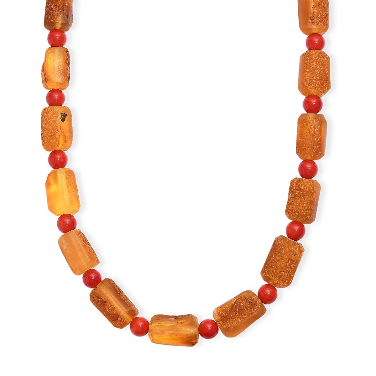 SHOP LC DELIVERING JOY Baltic Amber and Coral Necklace in Platinum Bond 20 Inches Christmas Gifts