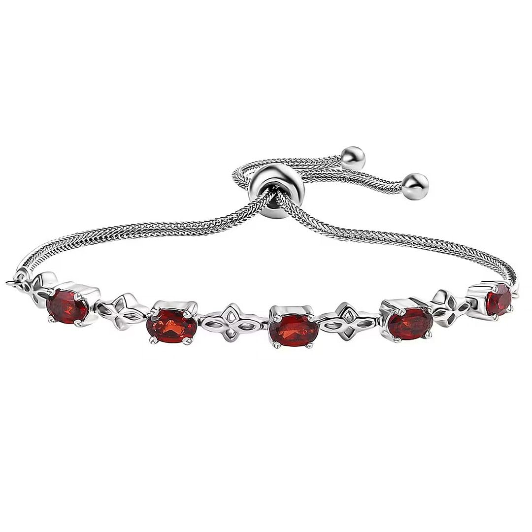 SHOP LC DELIVERING JOY Birthstone Bracelets for Women in Stainless Steel Platinum Plated - Bolo Bracelets for Women Friendship Bracelets - Adjustable Cute Fashion Gemstone Jewelry Christmas Gifts