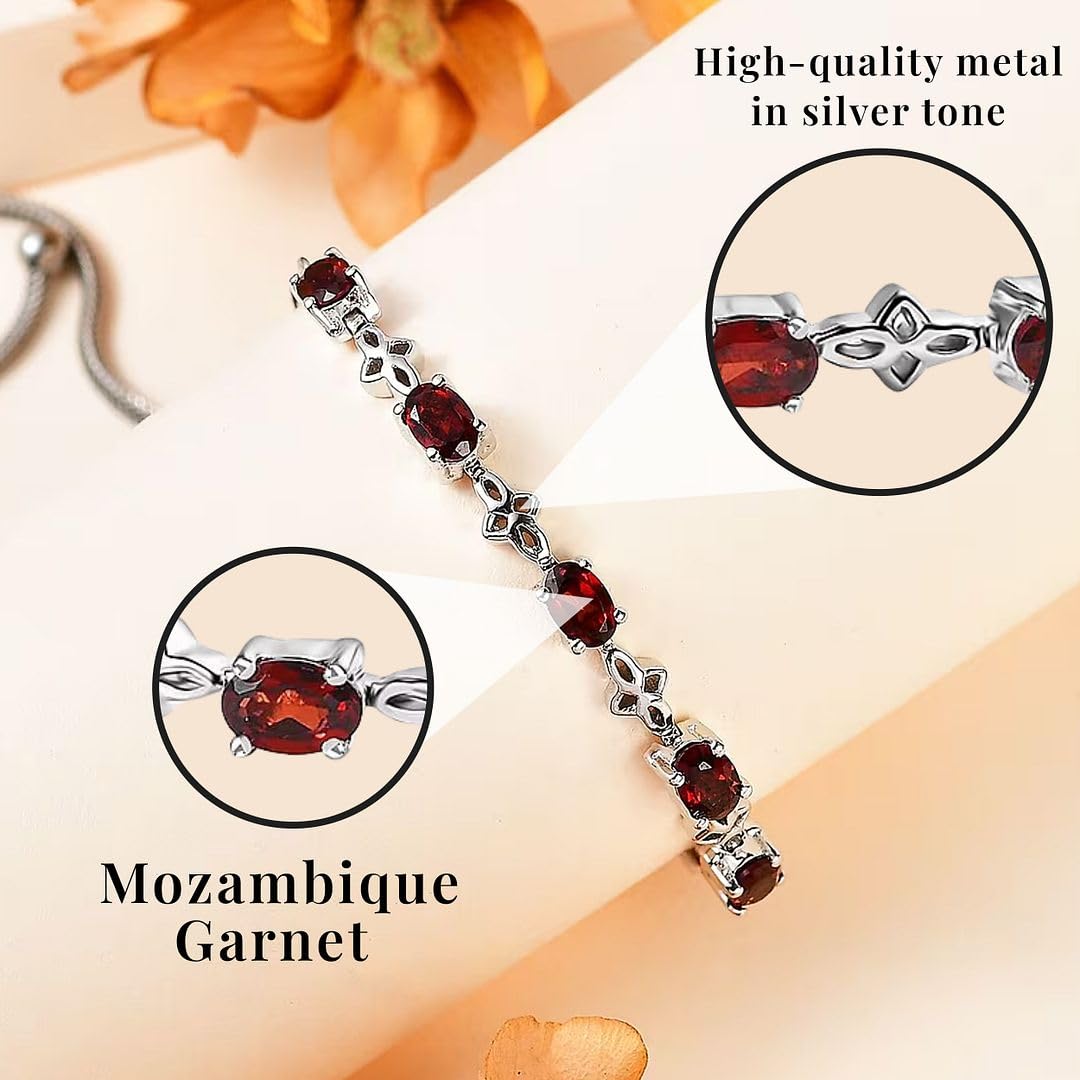 SHOP LC DELIVERING JOY Birthstone Bracelets for Women in Stainless Steel Platinum Plated - Bolo Bracelets for Women Friendship Bracelets - Adjustable Cute Fashion Gemstone Jewelry Christmas Gifts - Image 3