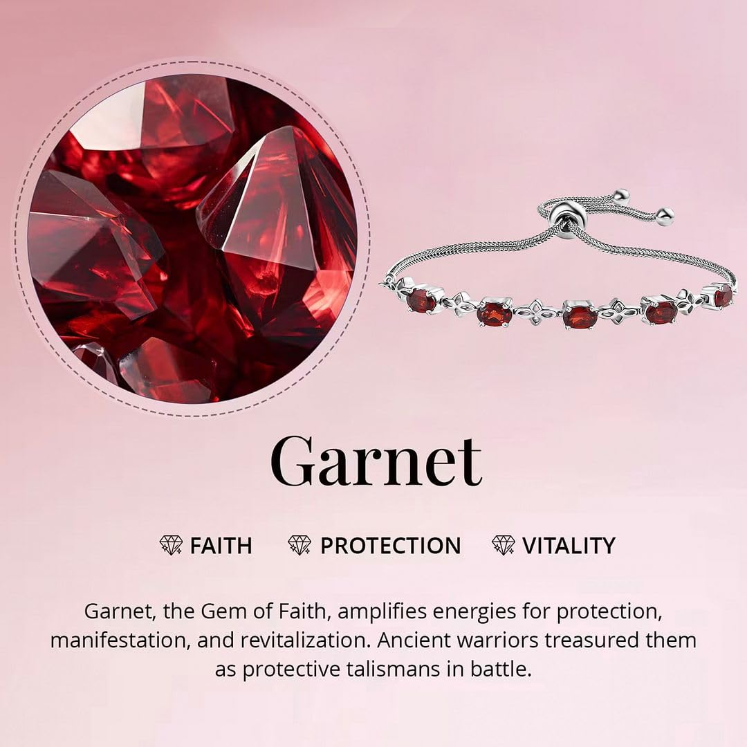 SHOP LC DELIVERING JOY Birthstone Bracelets for Women in Stainless Steel Platinum Plated - Bolo Bracelets for Women Friendship Bracelets - Adjustable Cute Fashion Gemstone Jewelry Christmas Gifts - Image 4