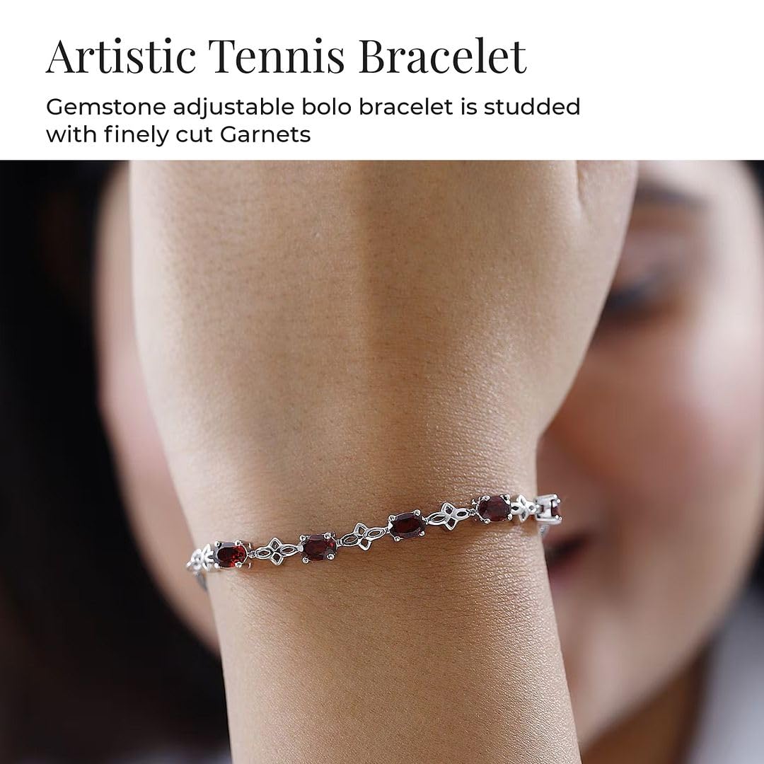 SHOP LC DELIVERING JOY Birthstone Bracelets for Women in Stainless Steel Platinum Plated - Bolo Bracelets for Women Friendship Bracelets - Adjustable Cute Fashion Gemstone Jewelry Christmas Gifts - Image 5