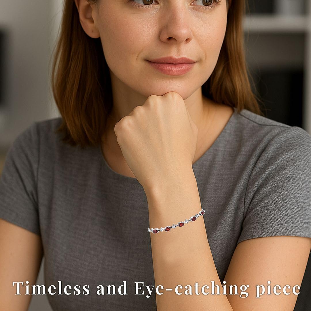 SHOP LC DELIVERING JOY Birthstone Bracelets for Women in Stainless Steel Platinum Plated - Bolo Bracelets for Women Friendship Bracelets - Adjustable Cute Fashion Gemstone Jewelry Christmas Gifts - Image 6