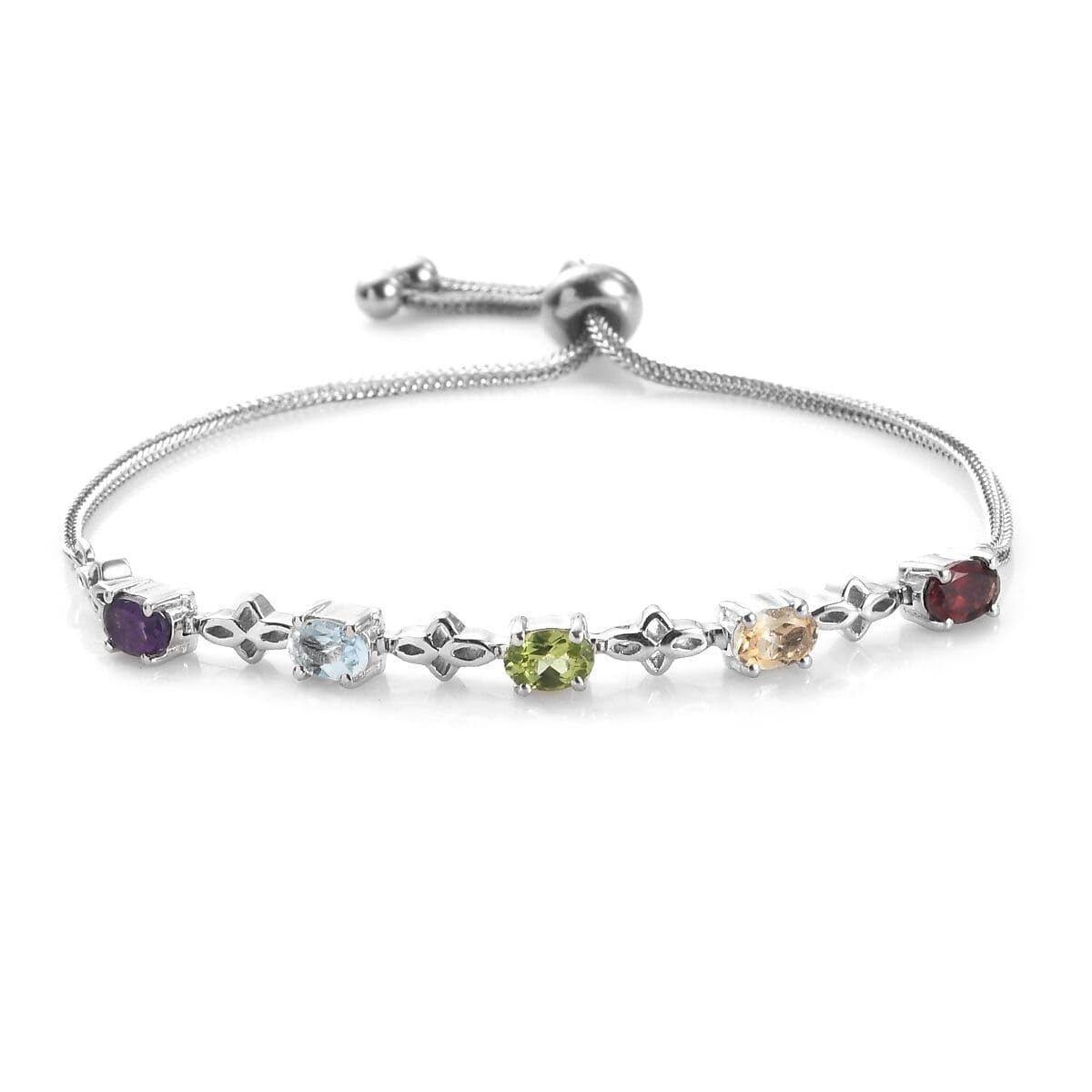 SHOP LC DELIVERING JOY Birthstone Bracelets for Women in Stainless Steel Platinum Plated - Bolo Bracelets for Women Friendship Bracelets - Adjustable Cute Fashion Gemstone Jewelry Christmas Gifts