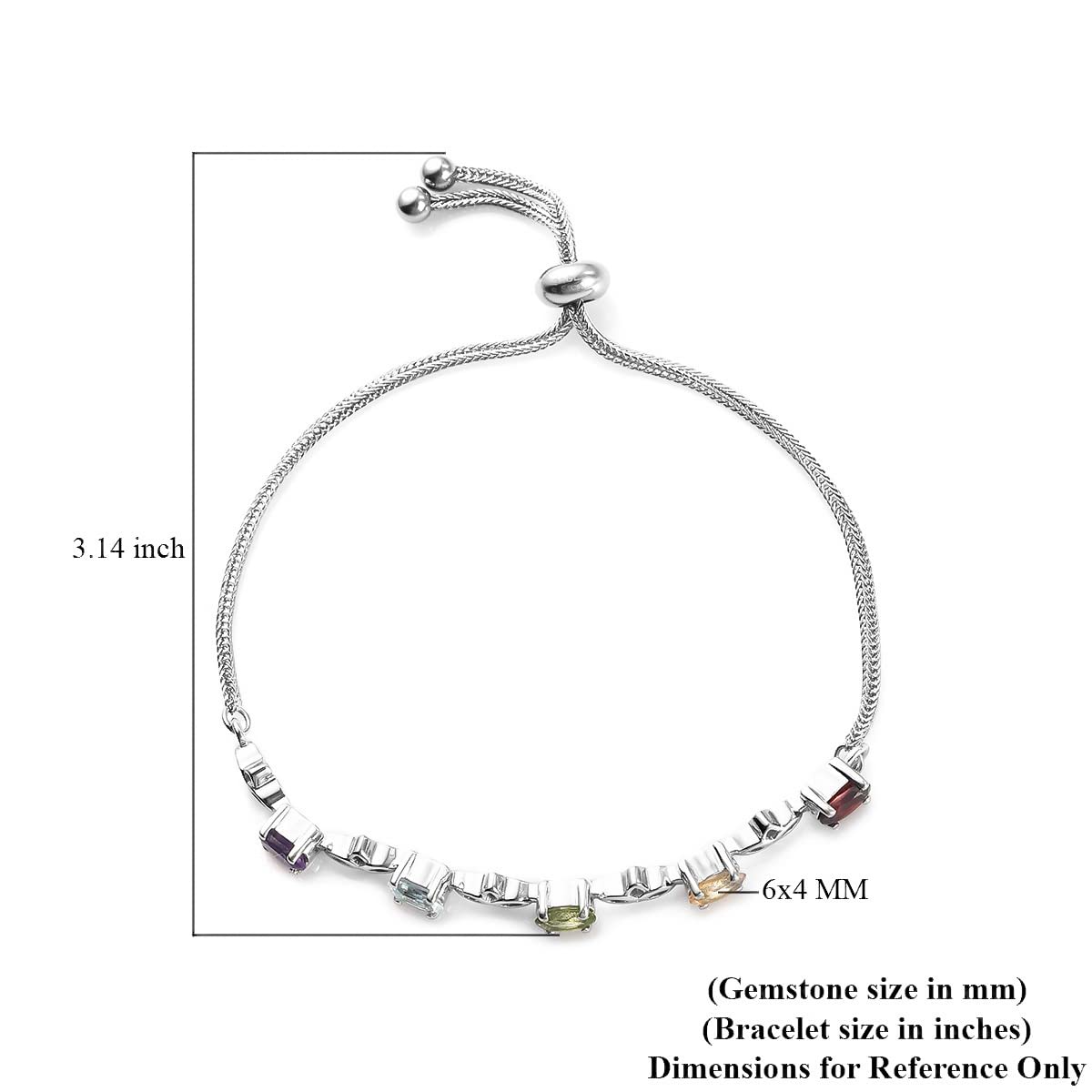 SHOP LC DELIVERING JOY Birthstone Bracelets for Women in Stainless Steel Platinum Plated - Bolo Bracelets for Women Friendship Bracelets - Adjustable Cute Fashion Gemstone Jewelry Christmas Gifts - Image 6