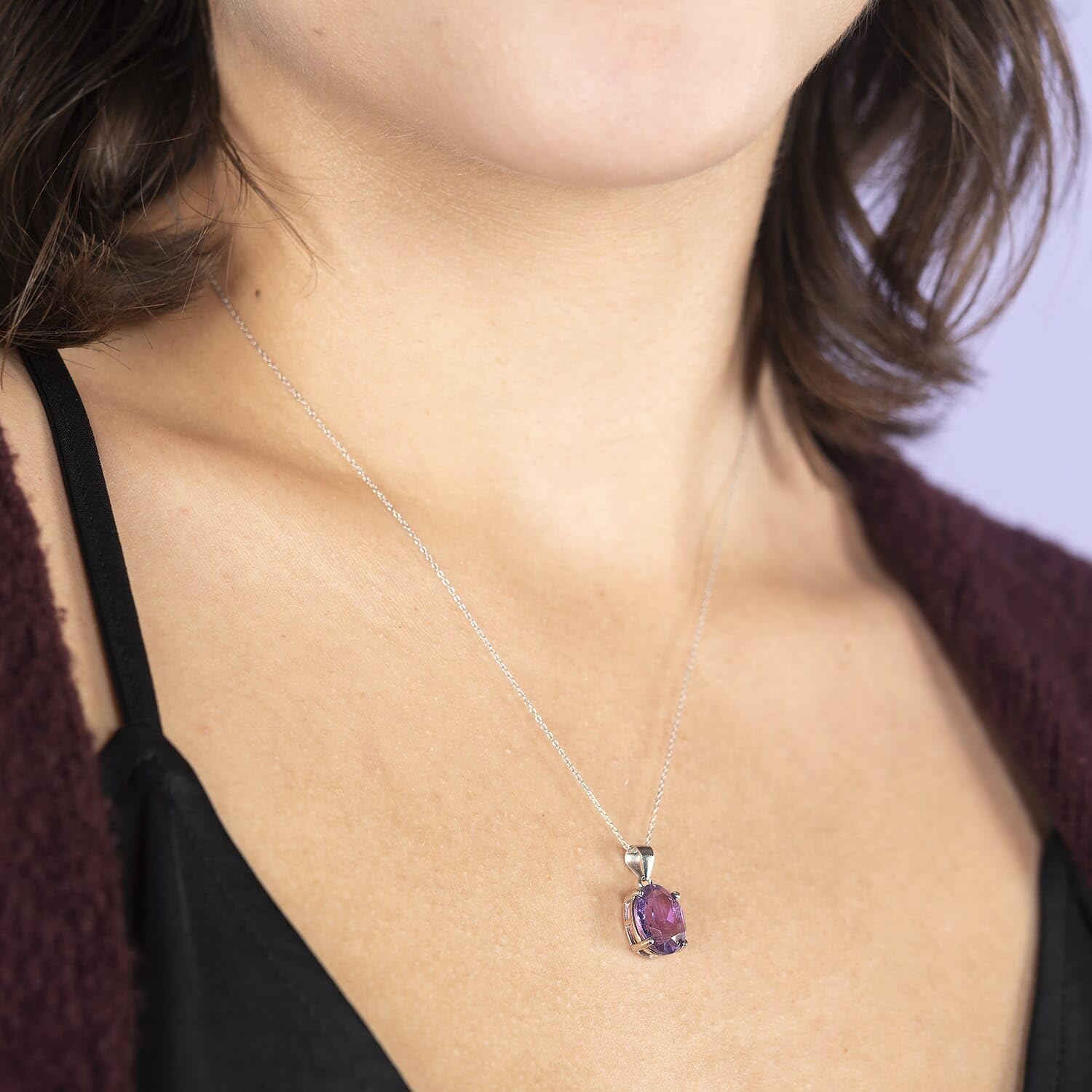 SHOP LC DELIVERING JOY Birthstone Pendant Necklace for Women Jewelry 925 Sterling Silver Platinum Plated Size 20" Birthday Christmas Gifts for Women - Image 3