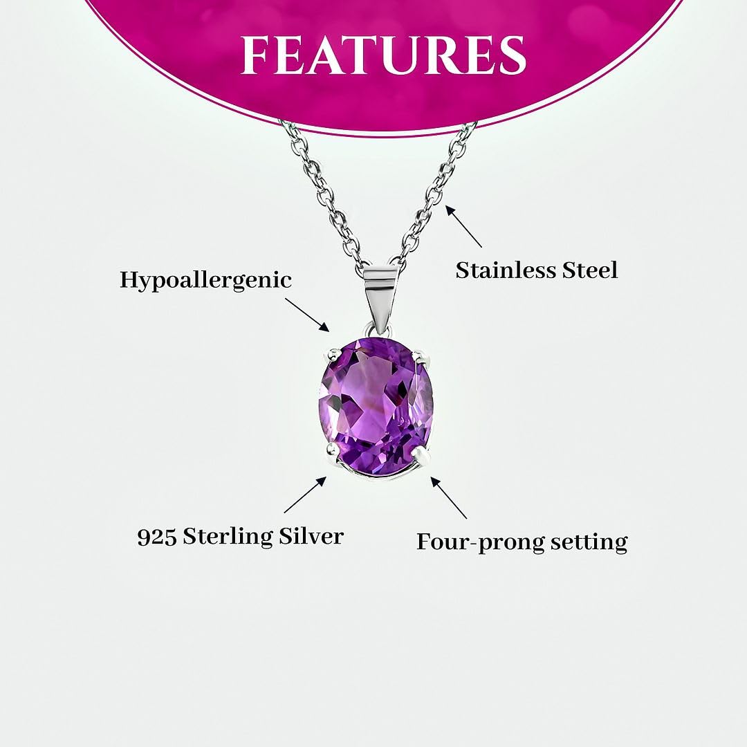 SHOP LC DELIVERING JOY Birthstone Pendant Necklace for Women Jewelry 925 Sterling Silver Platinum Plated Size 20" Birthday Christmas Gifts for Women - Image 5