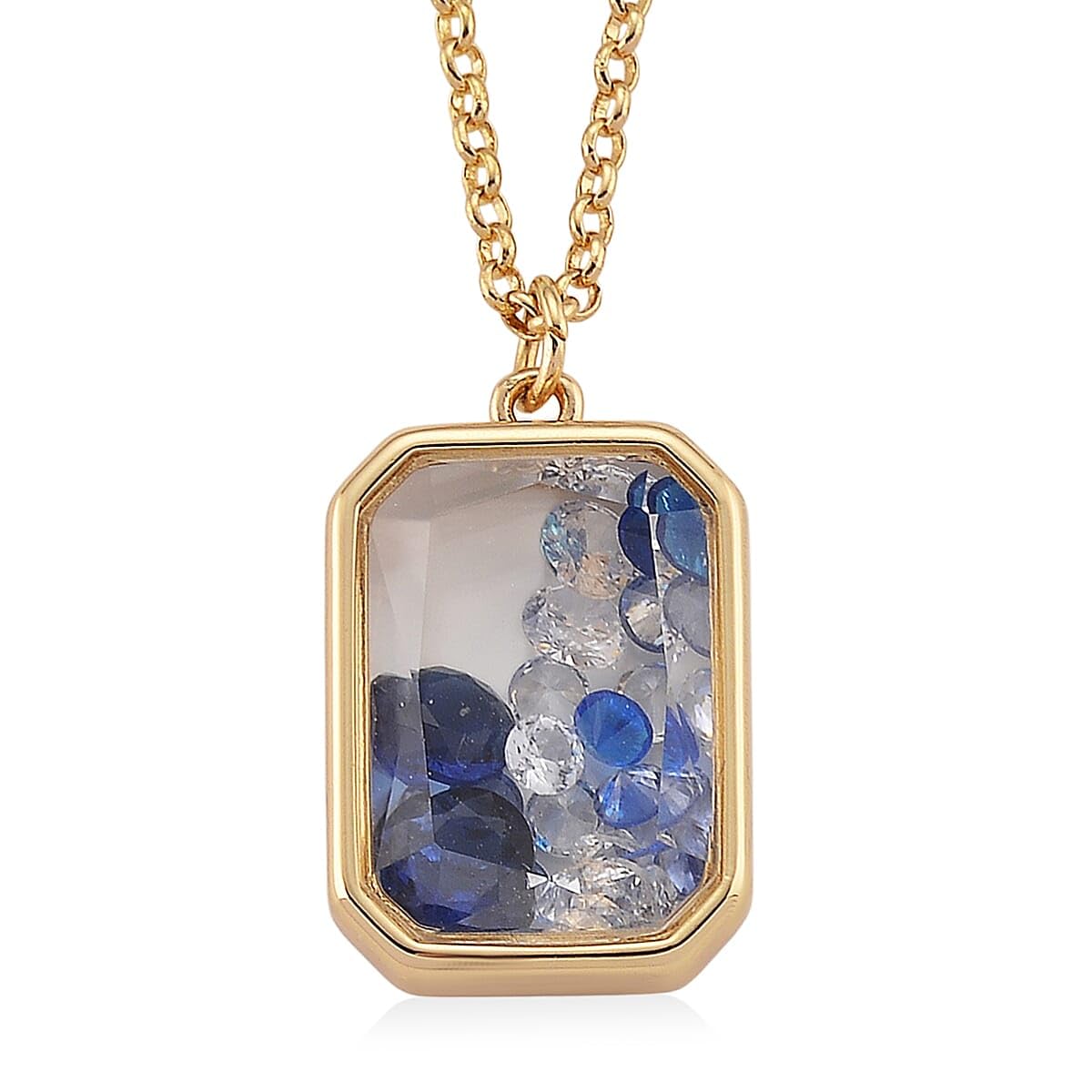 SHOP LC DELIVERING JOY Blue and White Crystal Pendant Necklace in Goldtone 20 Inches