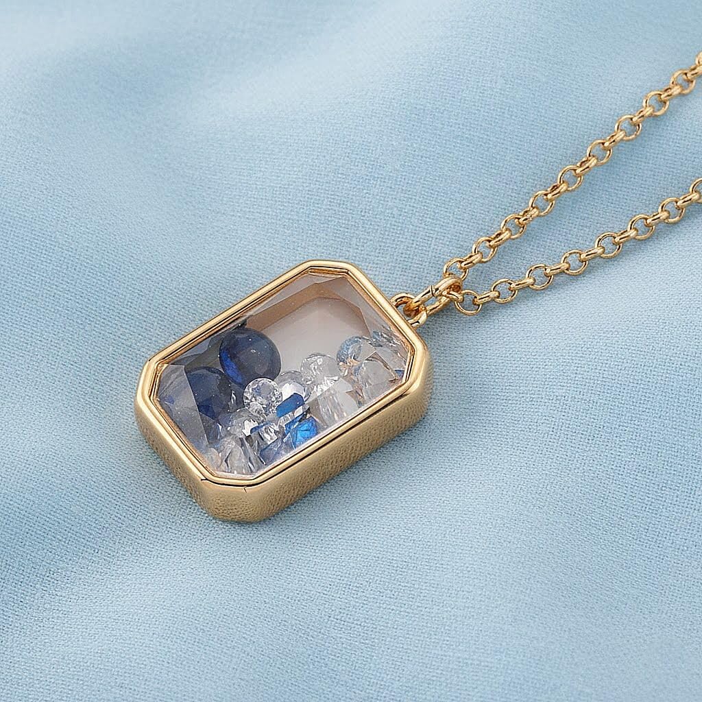 SHOP LC DELIVERING JOY Blue and White Crystal Pendant Necklace in Goldtone 20 Inches - Image 2