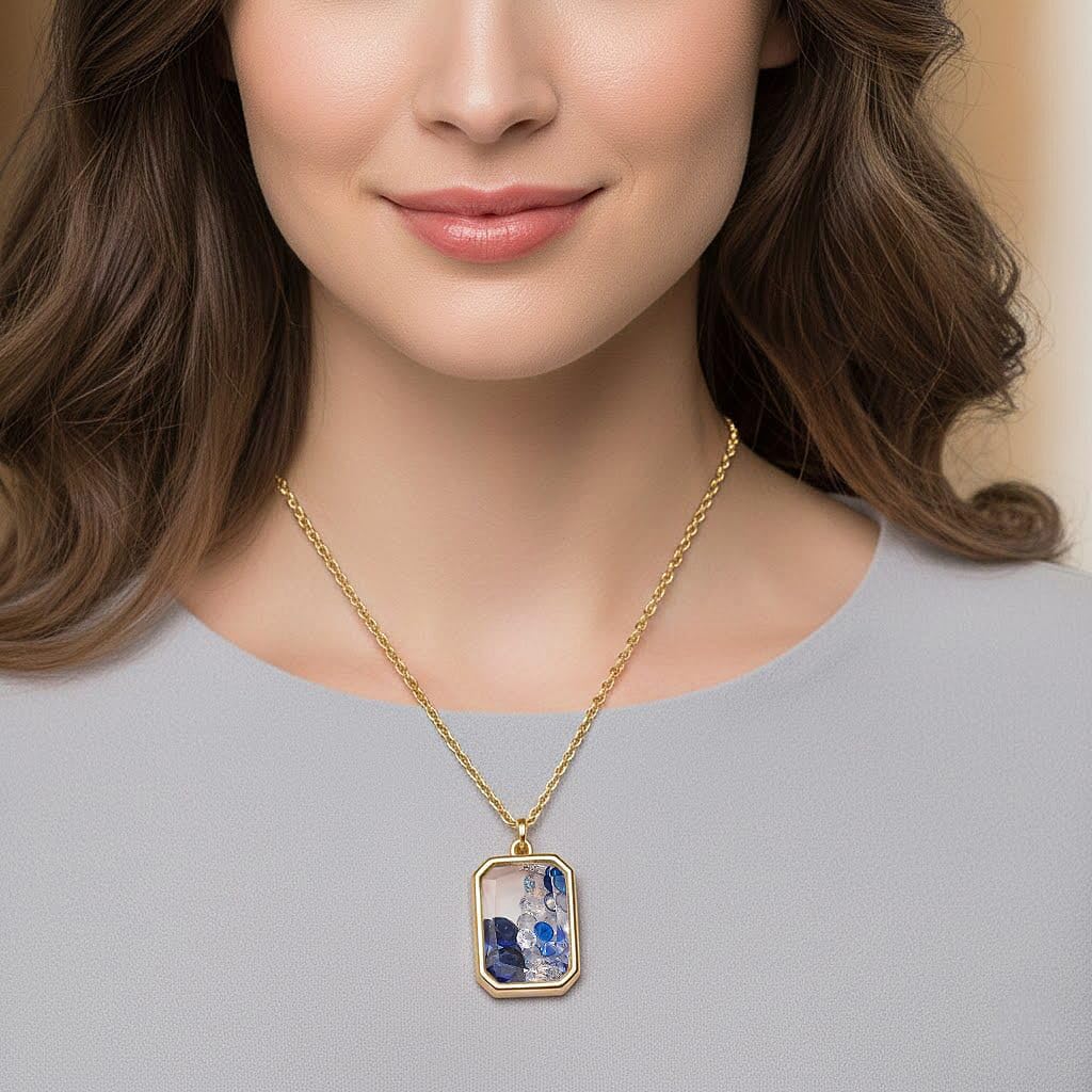 SHOP LC DELIVERING JOY Blue and White Crystal Pendant Necklace in Goldtone 20 Inches - Image 3