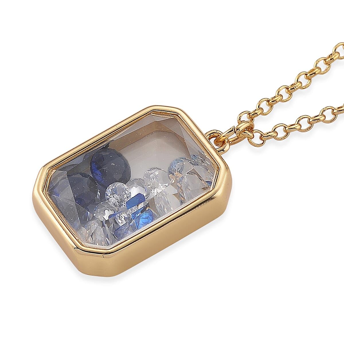 SHOP LC DELIVERING JOY Blue and White Crystal Pendant Necklace in Goldtone 20 Inches - Image 4
