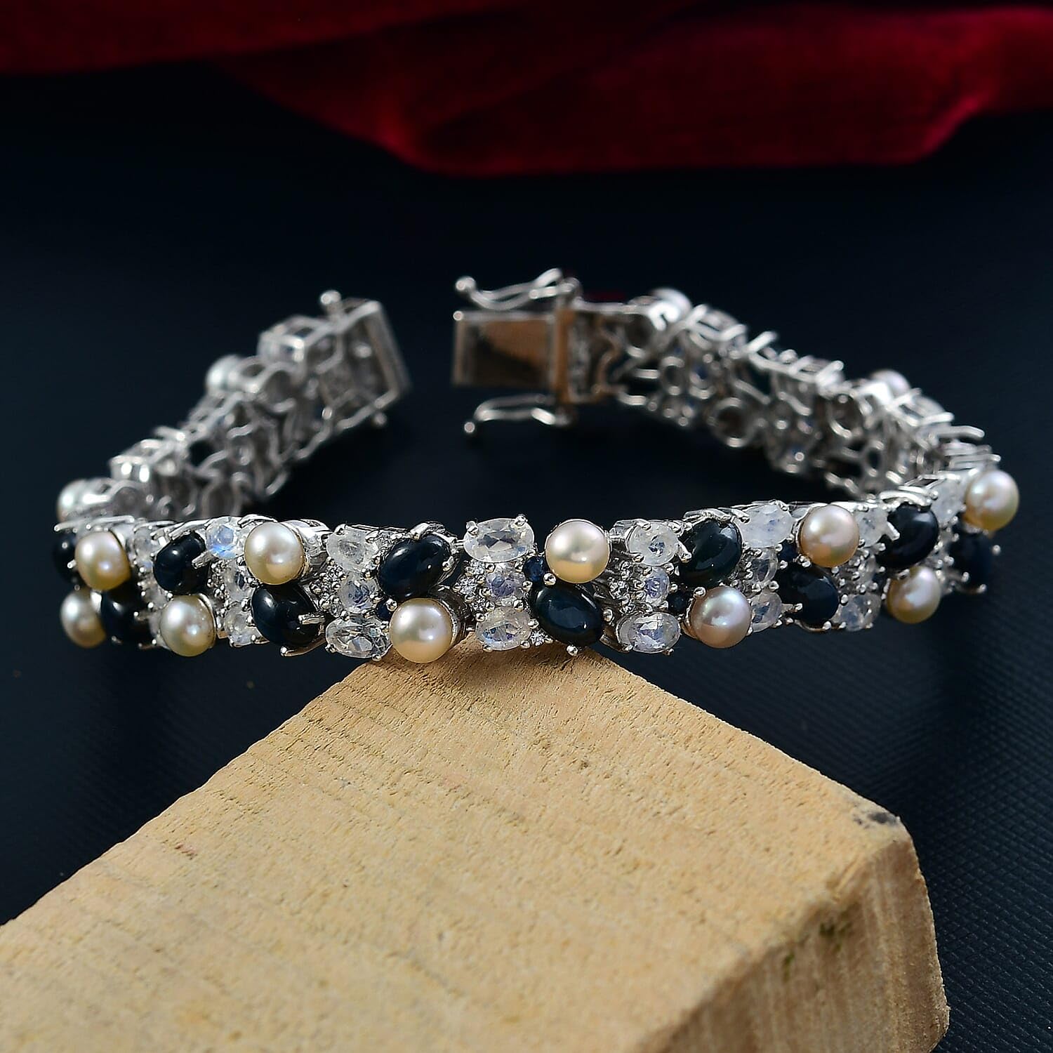 SHOP LC DELIVERING JOY Blue Star Sapphire DF and Multi Gemstone 19.65 ctw Celestial Tapestry Bracelet in Rhodium Over Sterling Silver 6.50 In Christmas Gifts