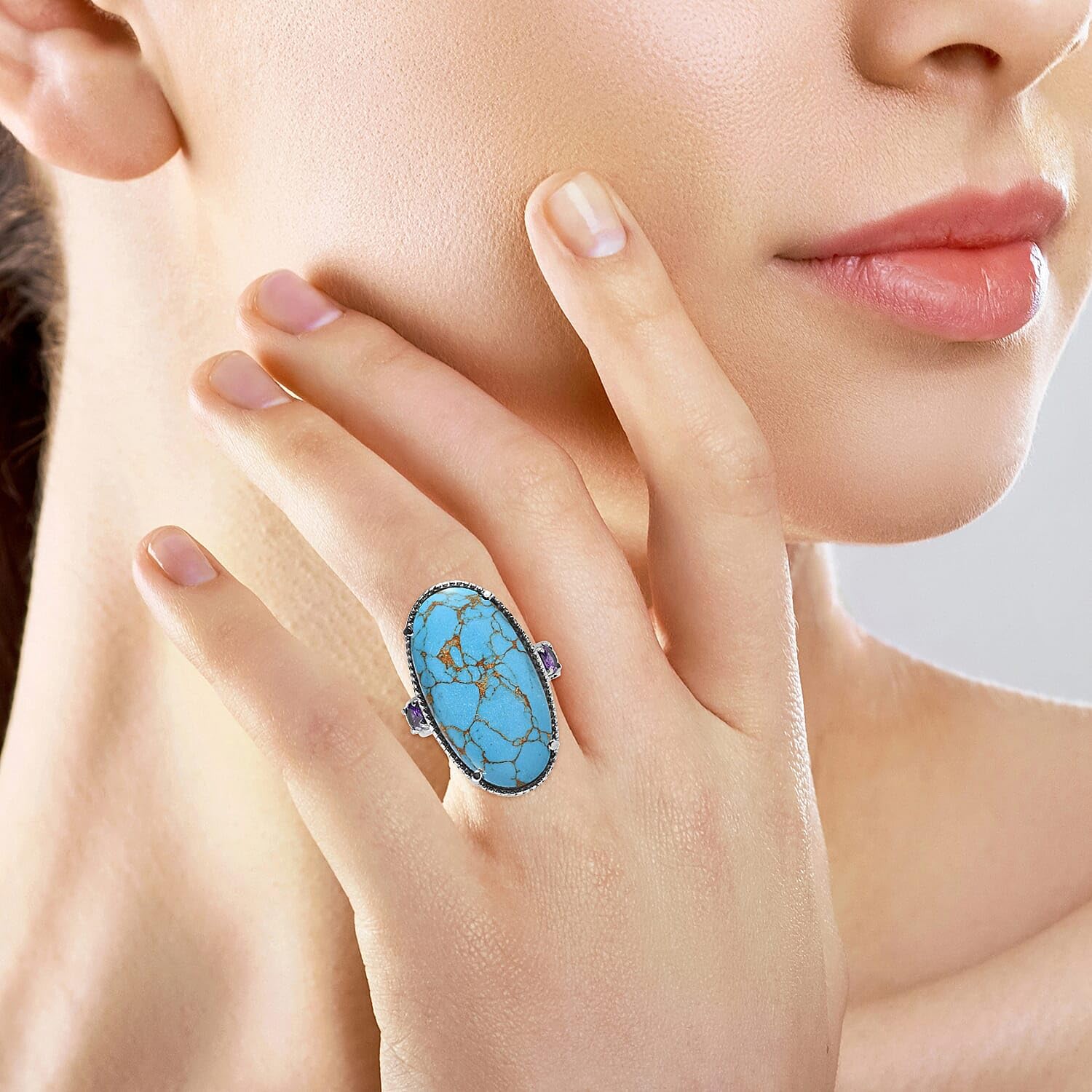 SHOP LC DELIVERING JOY Blue Turquoise and Blue Cubic Zirconia 17.15 ctw Ring in Stainless Steel Size 10 Christmas Gifts - Image 2