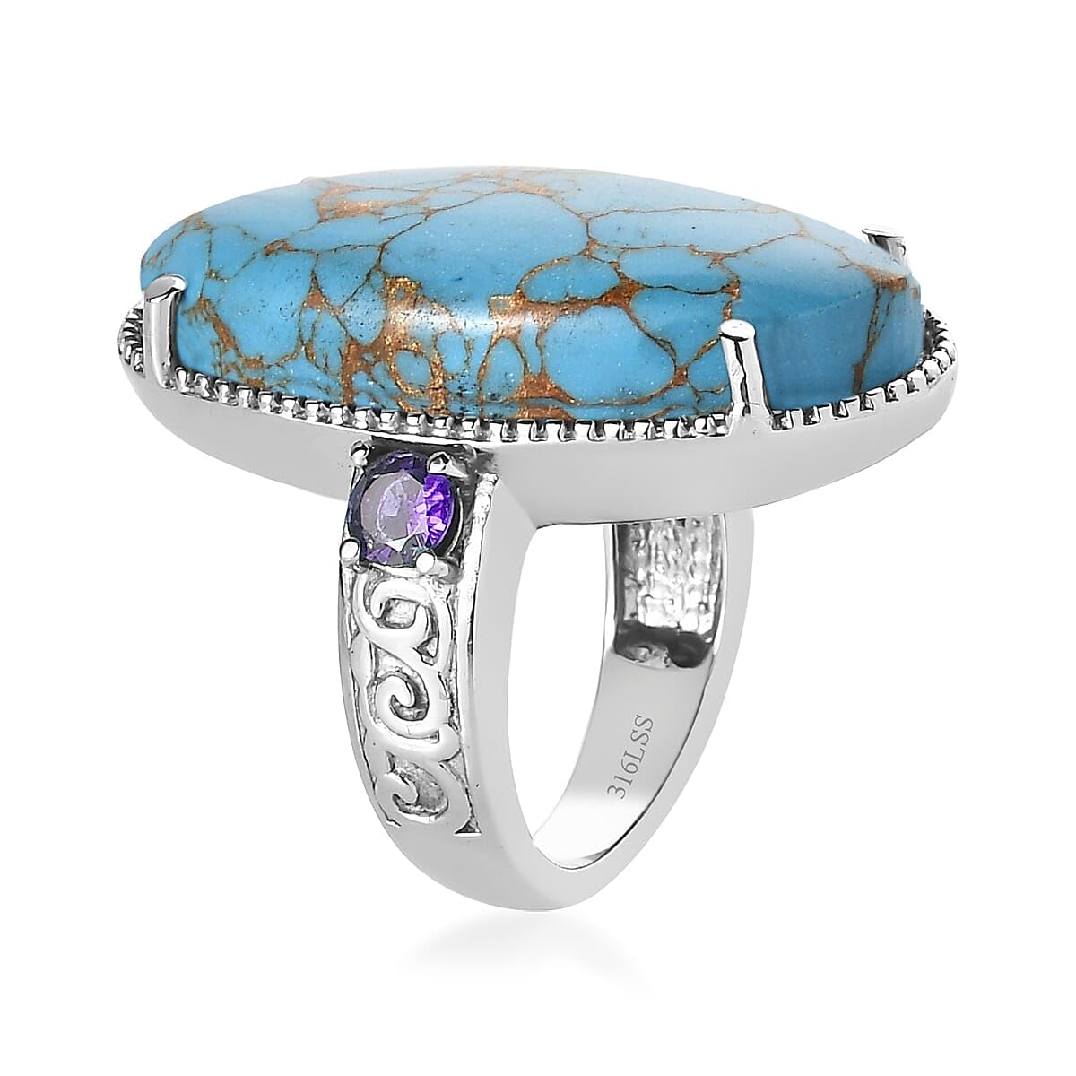 SHOP LC DELIVERING JOY Blue Turquoise and Blue Cubic Zirconia 17.15 ctw Ring in Stainless Steel Size 10 Christmas Gifts - Image 3