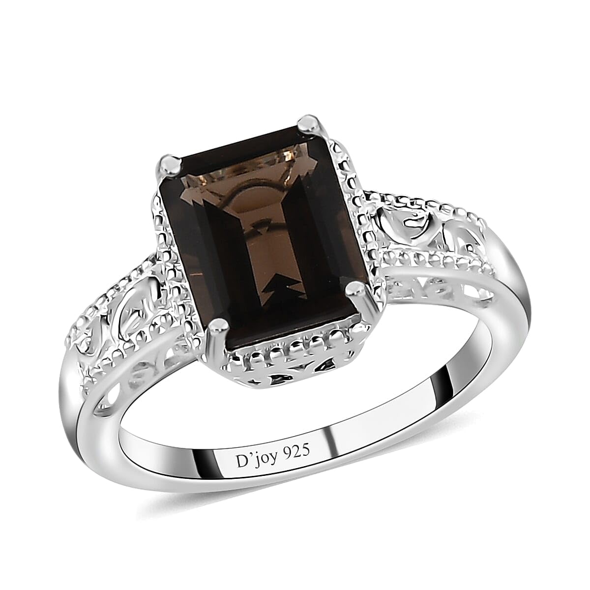 SHOP LC DELIVERING JOY Brown Stone Smoky Quartz Ring for Women 925 Sterling Silver - Vintage Statement Crystal Jewelry for Bride - Cute Women Her Engagement, Wedding, Anniversary - Gifts for Women