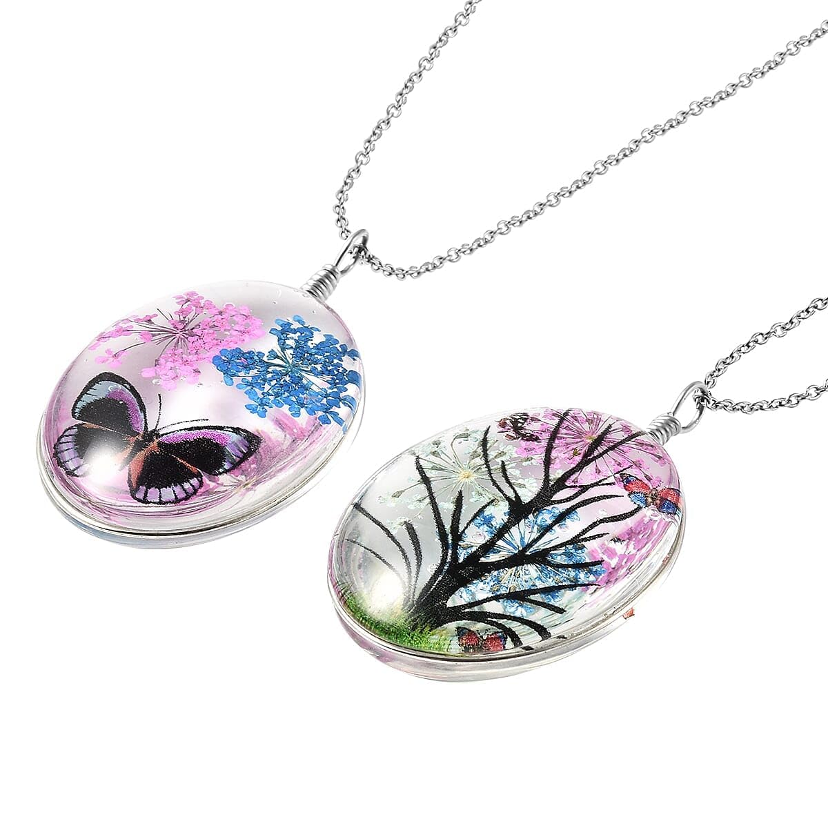 SHOP LC DELIVERING JOY Chain of 2 Pendant Necklace Stainless Steel Jewelry Set Size 24" (Butterfly,Owl,Butterfly2) Birthday Christmas Gifts for Women - Image 3