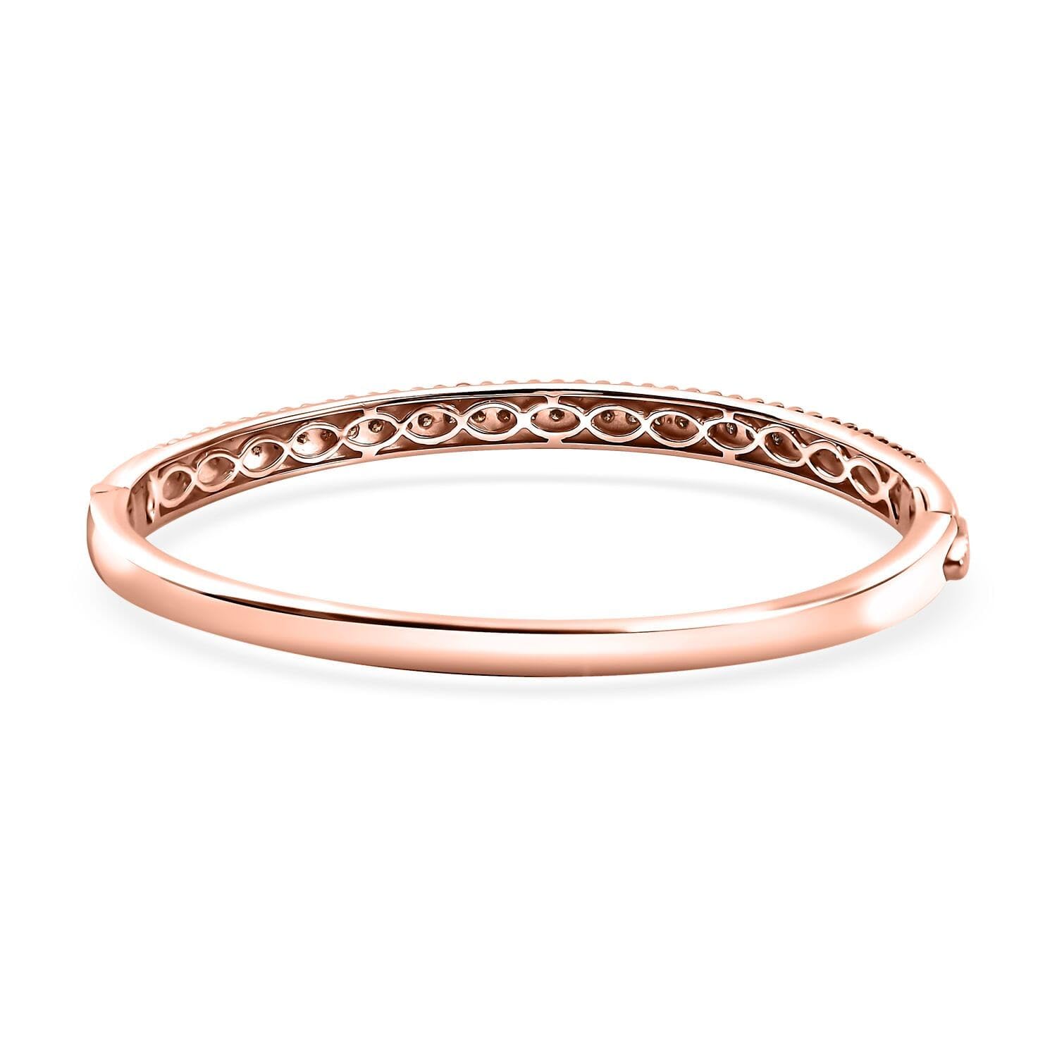 SHOP LC DELIVERING JOY Champagne Diamond Round 925 Sterling Silver 18K Vermeil Rose Gold Plated Bangle Cuff Bracelet for Women Jewelry Birthday Christmas Gifts Size 7.25 Inches Ct 1.5 - Image 5