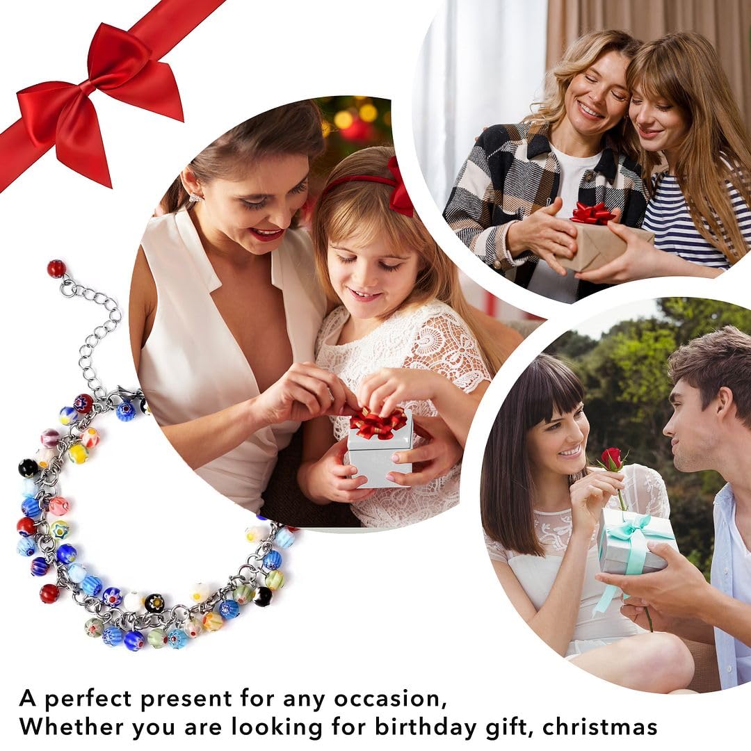 SHOP LC DELIVERING JOY Charm Ankle Bracelets for Women - Adjustable Murano Style Charm Bracelets for women - Beach Fashion Foot Jewelry Beaded Anklet in Stainless Steel Boho Beach Jewelry Gifts - Image 6