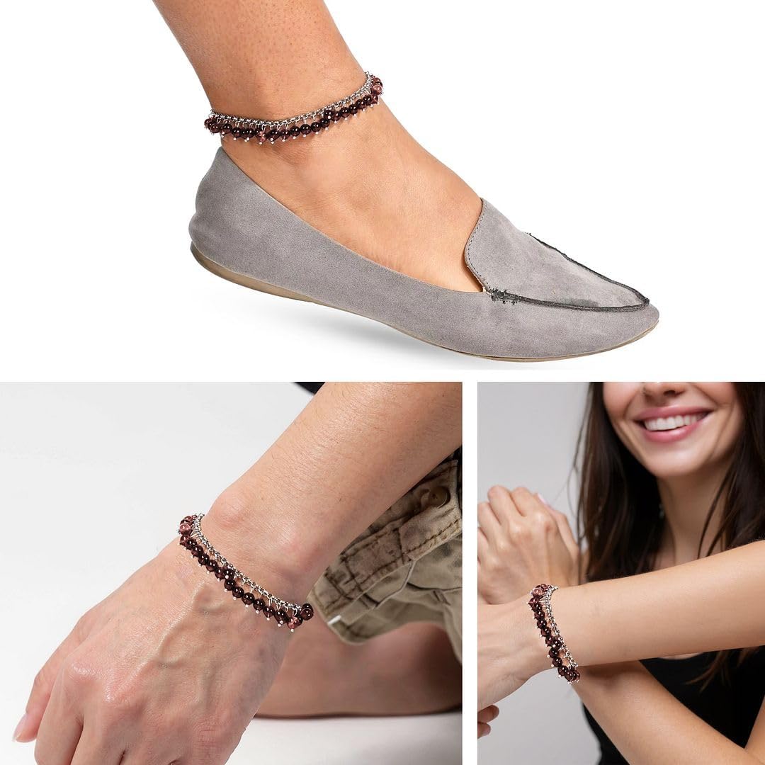 SHOP LC DELIVERING JOY Charm Ankle Bracelets for Women - Adjustable Murano Style Charm Bracelets for women - Beach Fashion Foot Jewelry Beaded Anklet in Stainless Steel Boho Beach Jewelry Gifts - Image 2