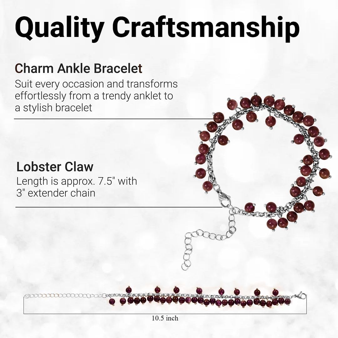 SHOP LC DELIVERING JOY Charm Ankle Bracelets for Women - Adjustable Murano Style Charm Bracelets for women - Beach Fashion Foot Jewelry Beaded Anklet in Stainless Steel Boho Beach Jewelry Gifts - Image 4