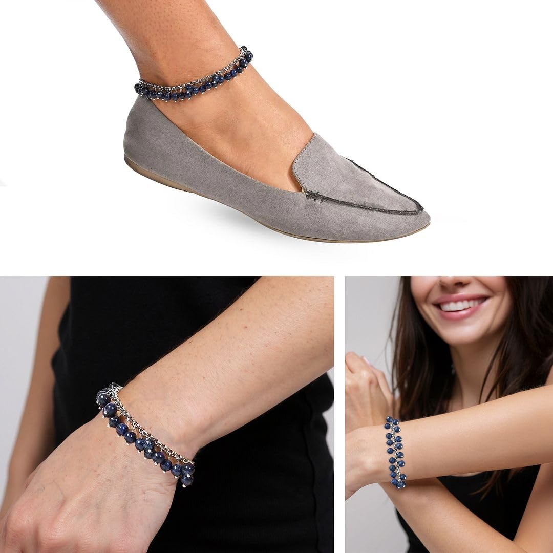 SHOP LC DELIVERING JOY Charm Ankle Bracelets for Women - Adjustable Murano Style Charm Bracelets for women - Beach Fashion Foot Jewelry Beaded Anklet in Stainless Steel Boho Beach Jewelry Gifts - Image 2