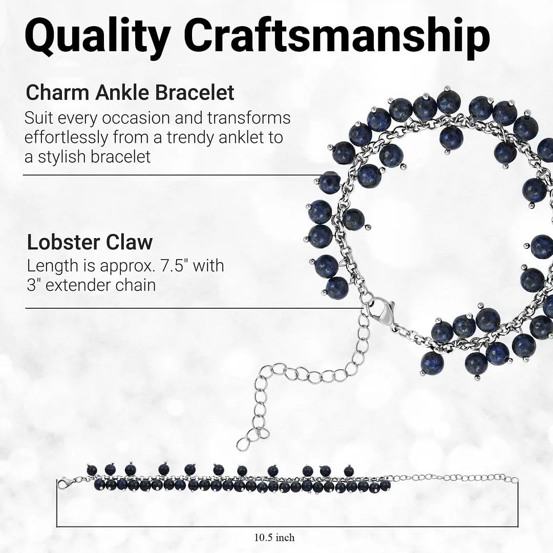 SHOP LC DELIVERING JOY Charm Ankle Bracelets for Women - Adjustable Murano Style Charm Bracelets for women - Beach Fashion Foot Jewelry Beaded Anklet in Stainless Steel Boho Beach Jewelry Gifts - Image 4
