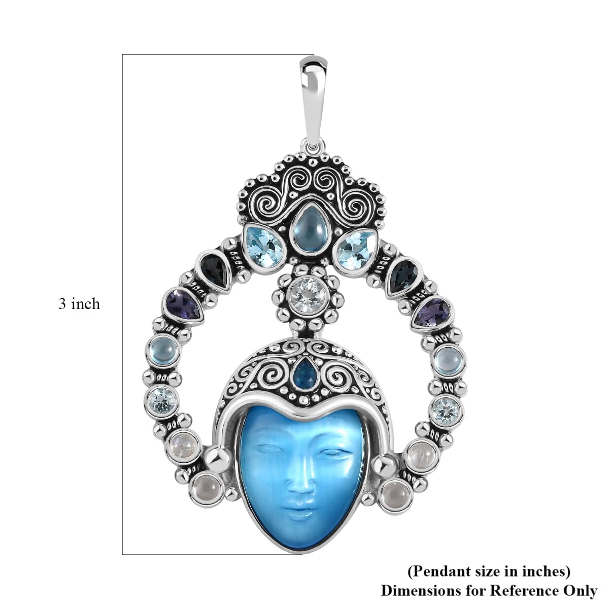 SHOP LC DELIVERING JOY Constituted Amethyst Carved and Multi Gemstone 28.70 ctw Pendant in Rhodium Plated Sterling Silver Birthday Christmas Gifts - Image 4