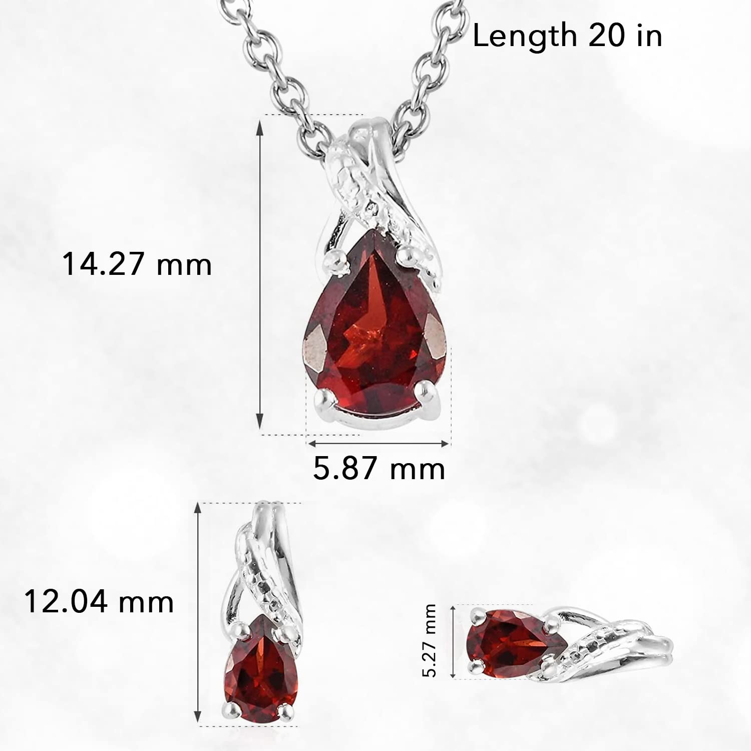 SHOP LC DELIVERING JOY Costume Jewelry Sets for Women Elegant - Teardrop Pendant Necklace Set 20"& Dangle Drop Earrings Set 925 Sterling Silver Stainless Steel Birthstone Jewelry for Women Gifts - Image 7