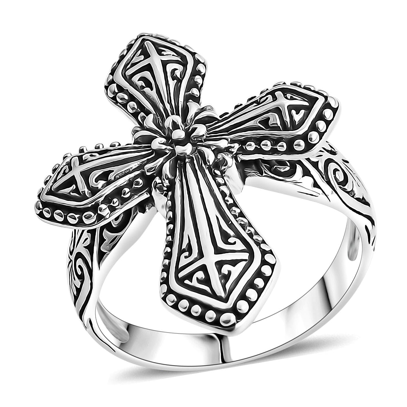 SHOP LC DELIVERING JOY Cross Ring in Sterling Silver Size 5 6.40 Grams Christmas Gifts
