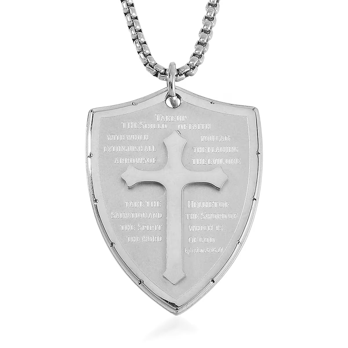 SHOP LC DELIVERING JOY Cross with Bible Mens Pendant Necklace 24 Inches in Stainless Steel Christmas Gifts
