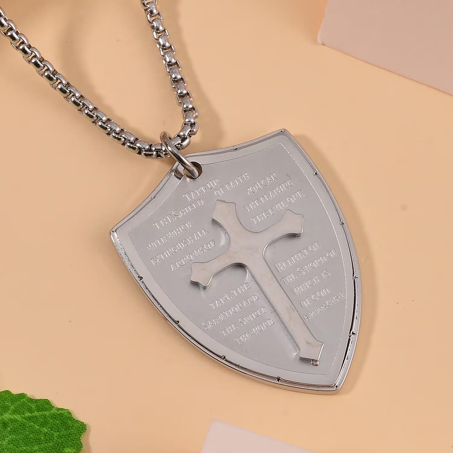 SHOP LC DELIVERING JOY Cross with Bible Mens Pendant Necklace 24 Inches in Stainless Steel Christmas Gifts - Image 2