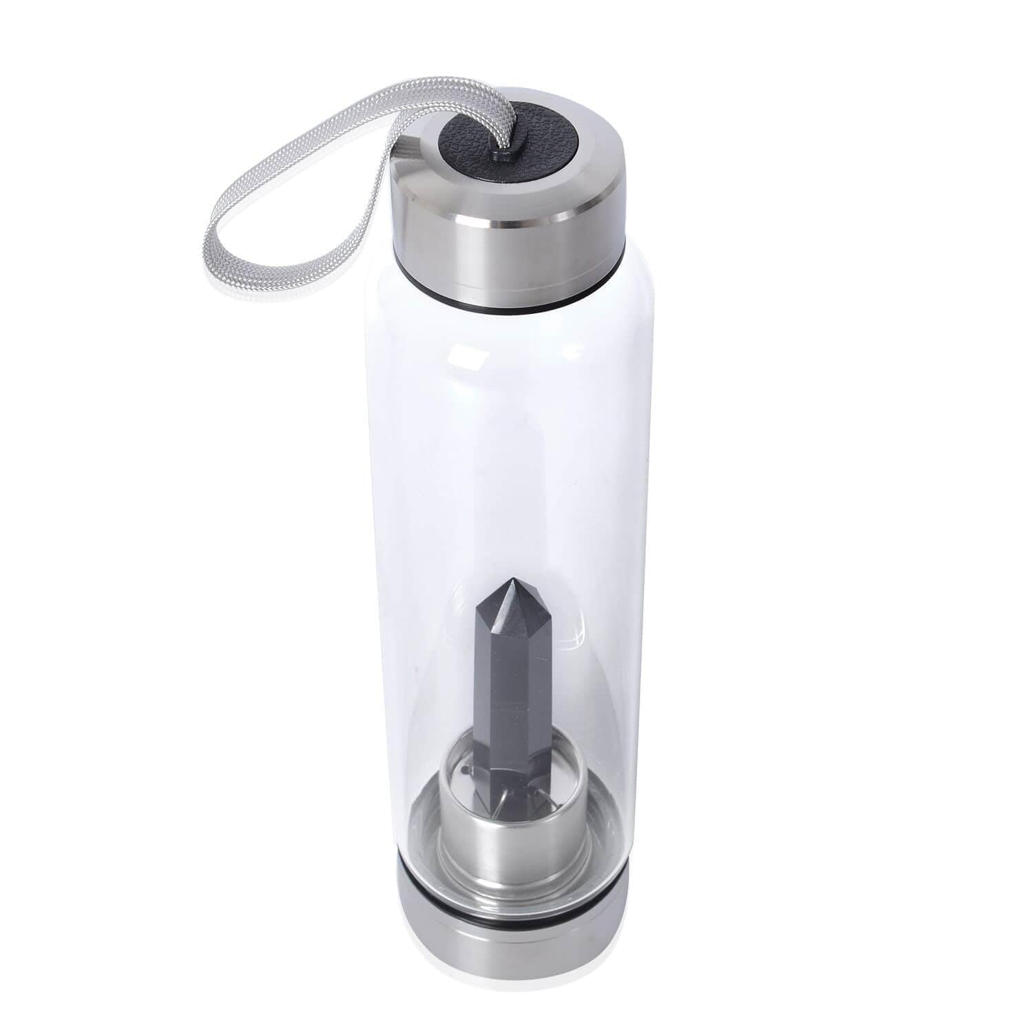 SHOP LC DELIVERING JOY Crystal Water Bottle Glass Clear Quartz with Spiritual Energy Stainless Steel Perfect for Yoga Meditation Healing Stones Birthday Christmas Gifts - Image 2