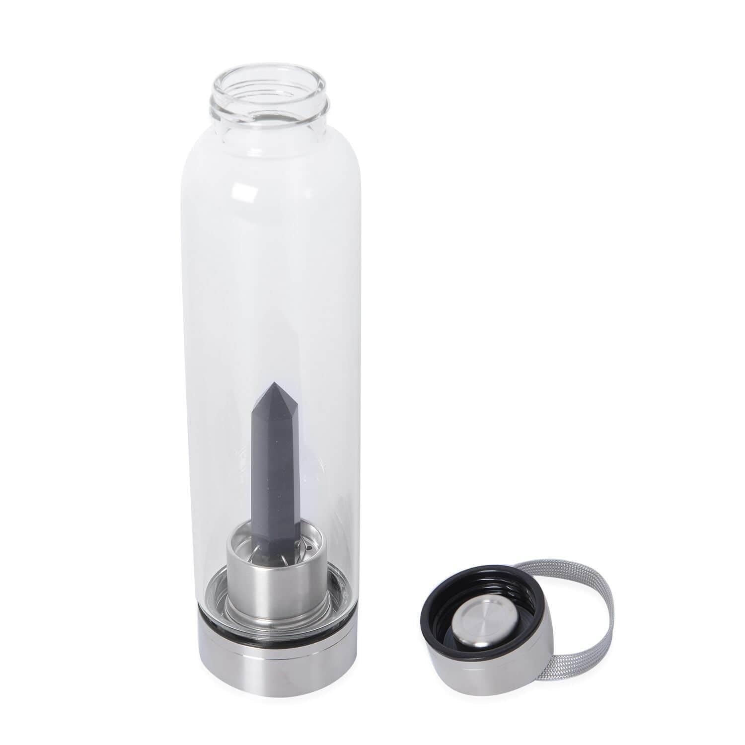 SHOP LC DELIVERING JOY Crystal Water Bottle Glass Clear Quartz with Spiritual Energy Stainless Steel Perfect for Yoga Meditation Healing Stones Birthday Christmas Gifts - Image 3