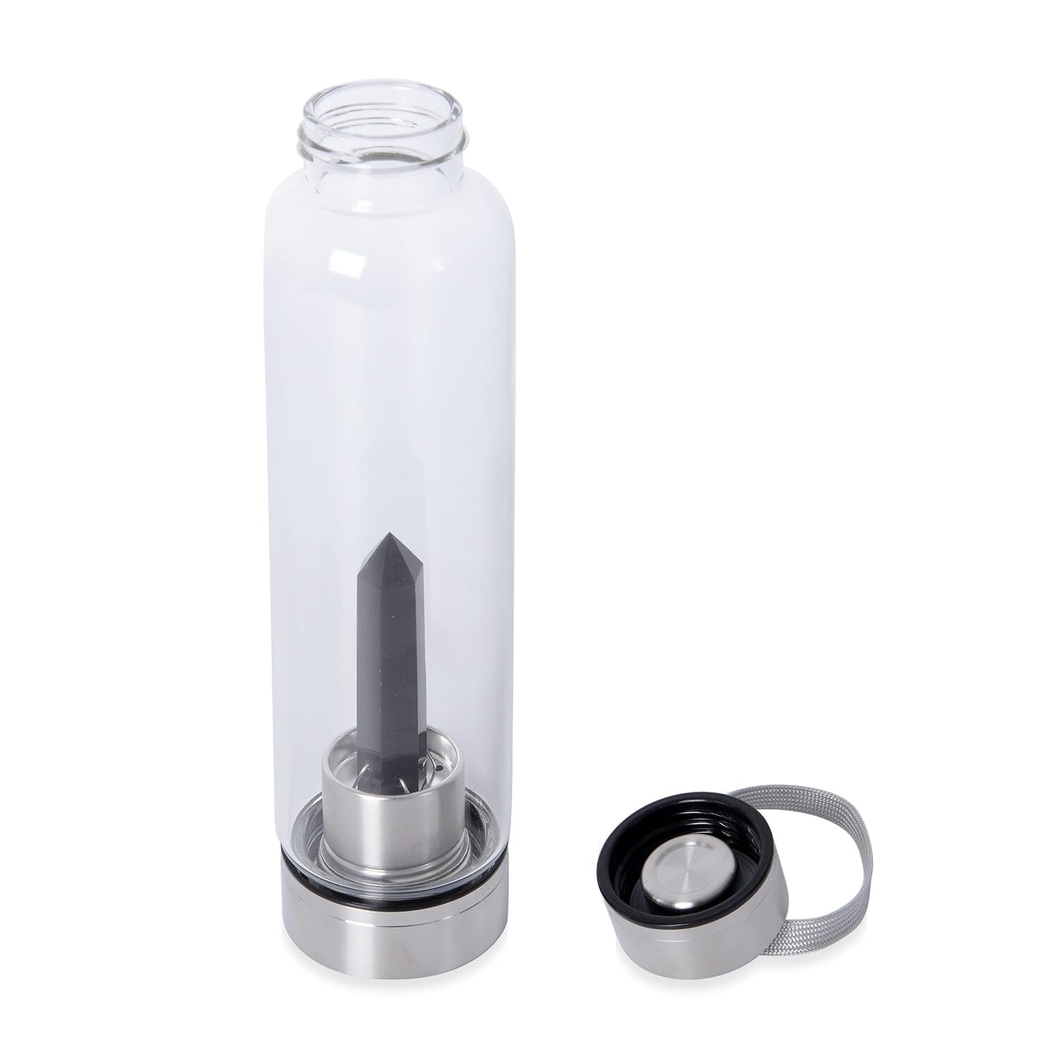 SHOP LC DELIVERING JOY Crystal Water Bottle Glass Clear Quartz with Spiritual Energy Stainless Steel Perfect for Yoga Meditation Healing Stones Birthday Christmas Gifts - Image 5