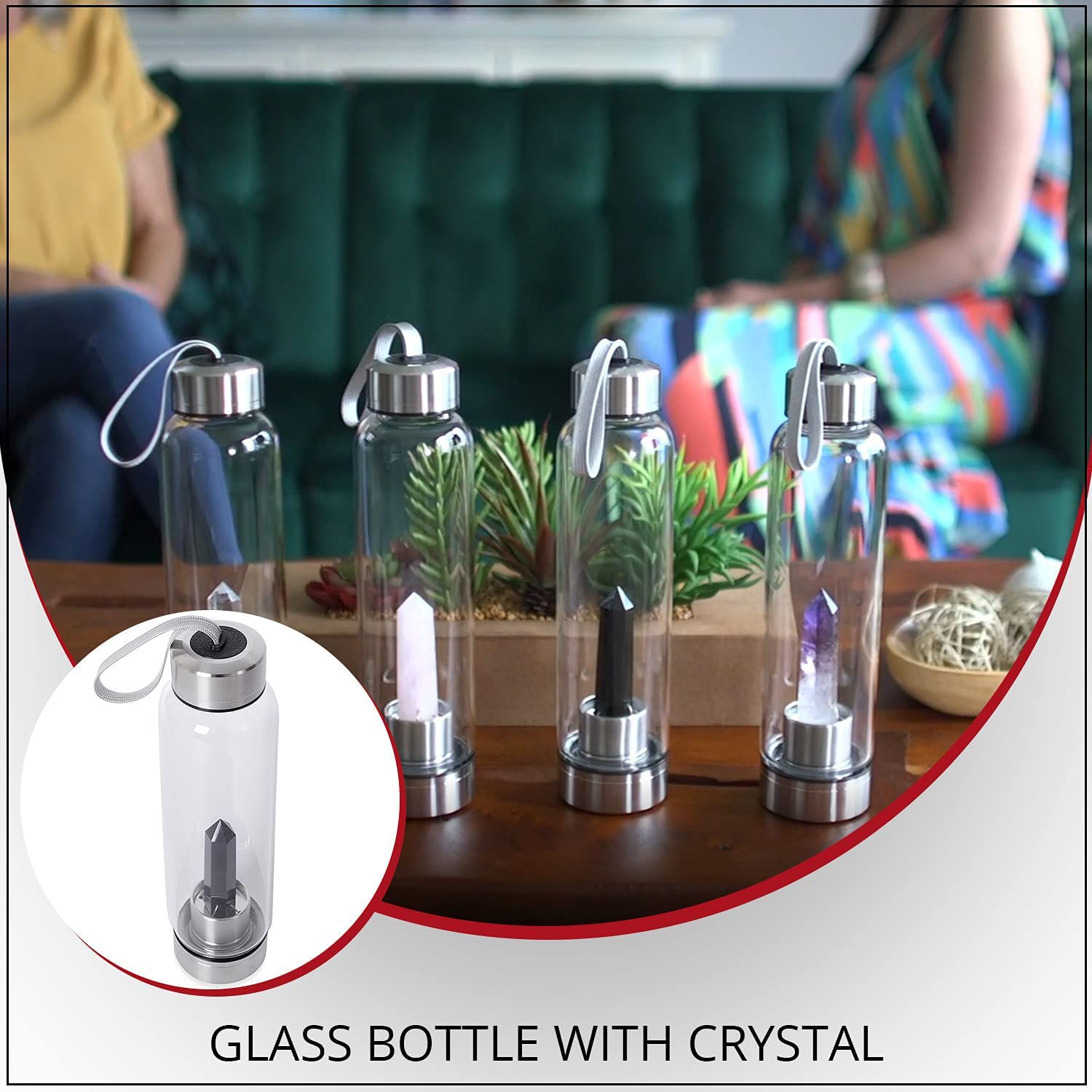 SHOP LC DELIVERING JOY Crystal Water Bottle Glass Clear Quartz with Spiritual Energy Stainless Steel Perfect for Yoga Meditation Healing Stones Birthday Christmas Gifts - Image 7