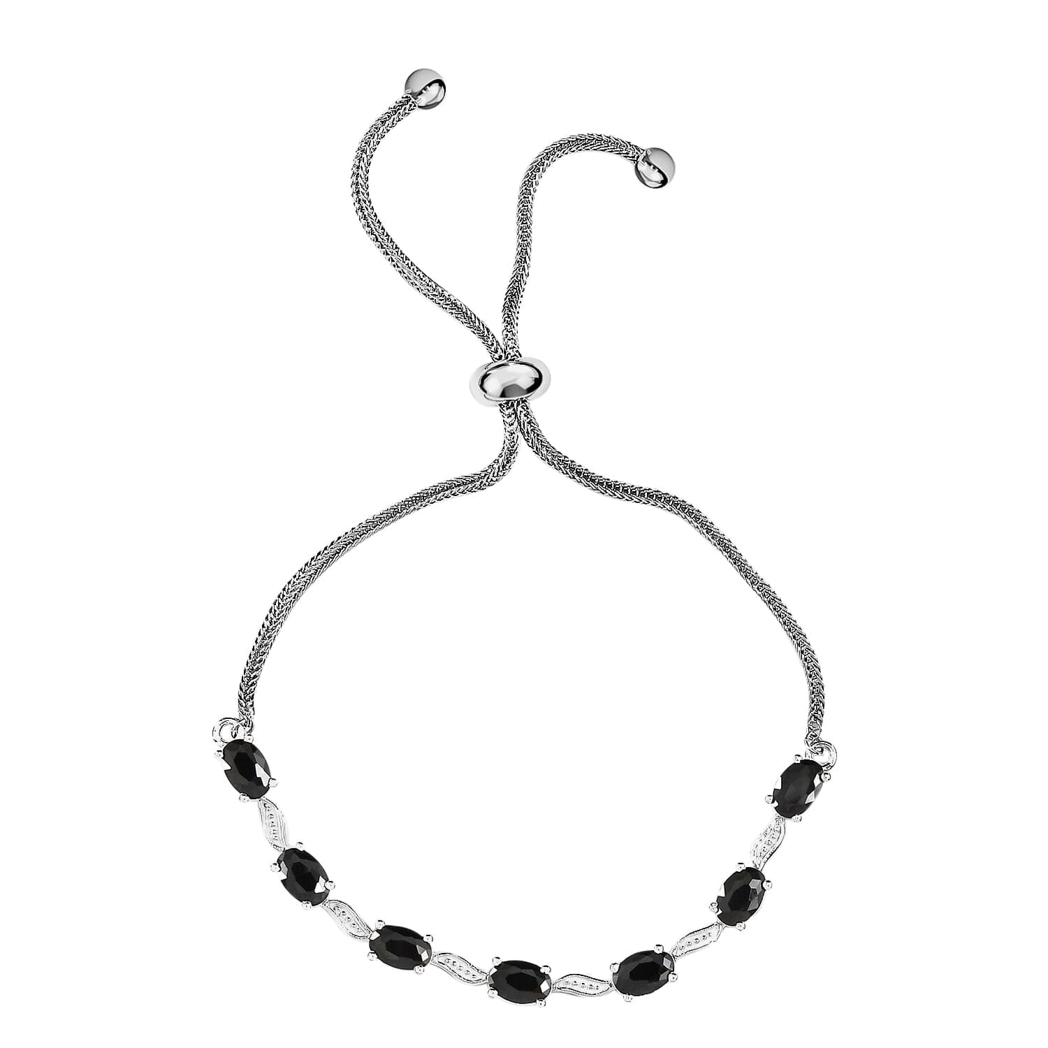 SHOP LC DELIVERING JOY Cubic Zirconia Bracelet in 925 Sterling Silver Black Bracelets for Woman - Bolo Bracelet Adjustable Bracelets for Women Jewelry Birthday Christmas Gifts for Her