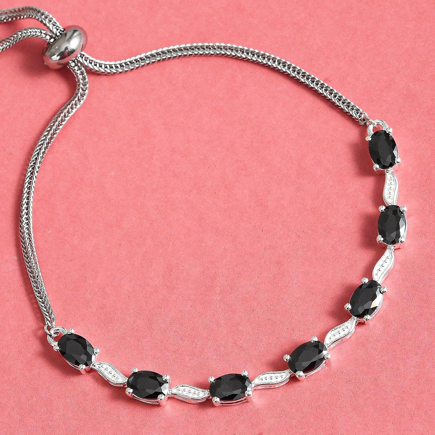SHOP LC DELIVERING JOY Cubic Zirconia Bracelet in 925 Sterling Silver Black Bracelets for Woman - Bolo Bracelet Adjustable Bracelets for Women Jewelry Birthday Christmas Gifts for Her - Image 2