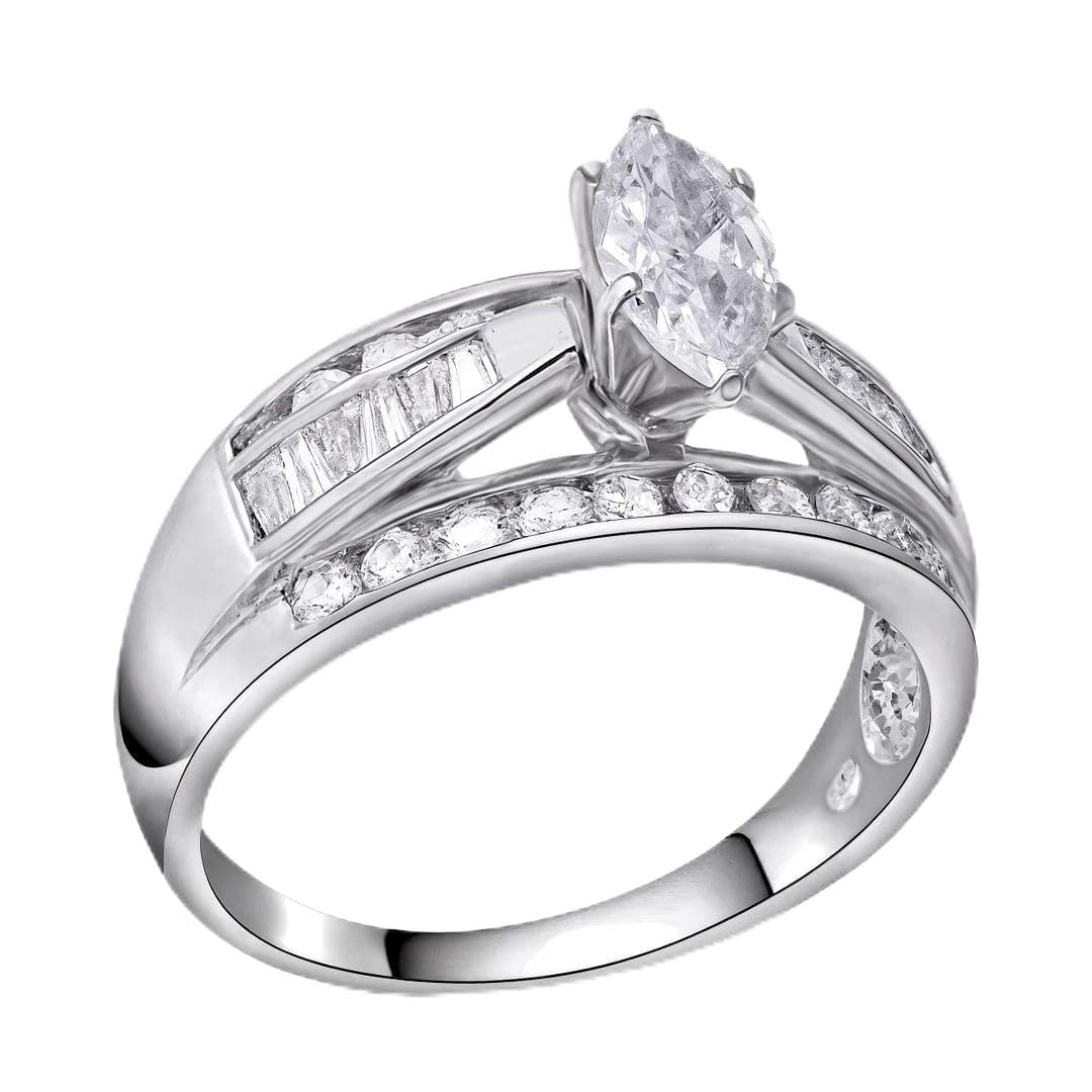 SHOP LC DELIVERING JOY Cubic Zirconia Ring CZ in 925 Sterling Silver - Engagement Rings for Women Promise Rings for Her - Cute Anniversary Statement Cubic Zirconia Jewelry Gifts for Womens 3-4.5 ctw