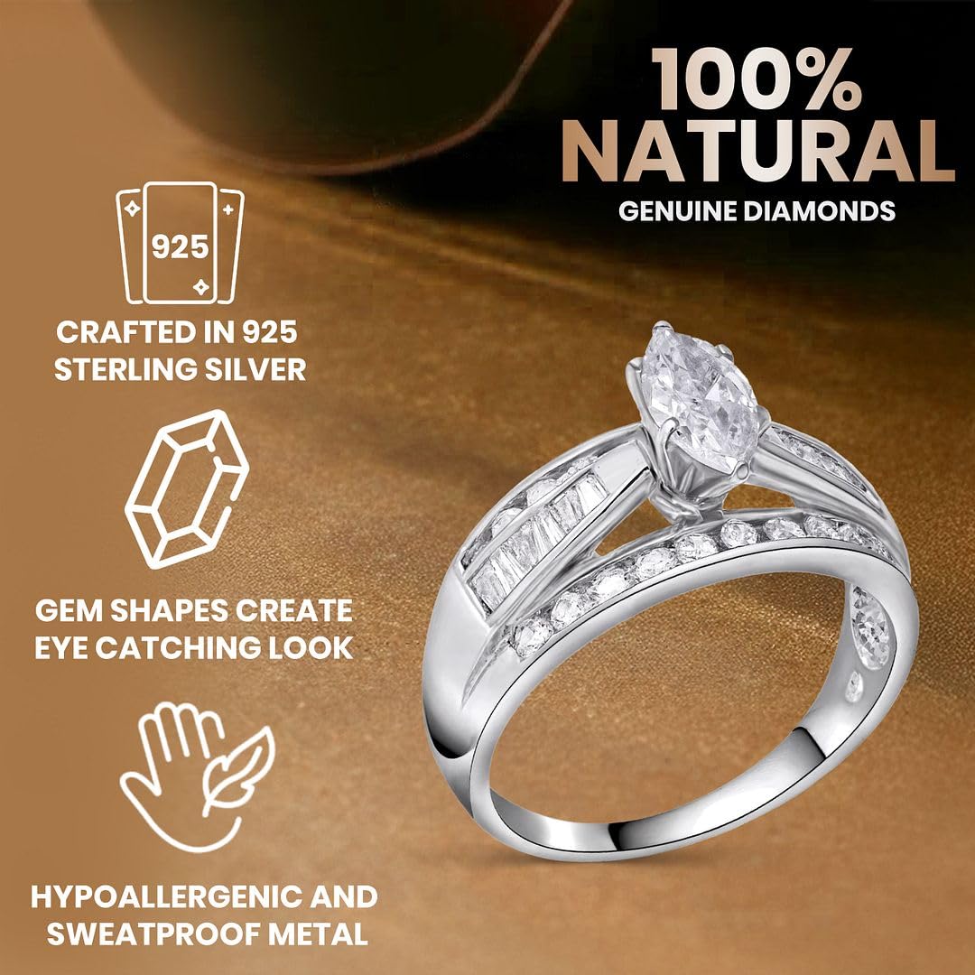 SHOP LC DELIVERING JOY Cubic Zirconia Ring CZ in 925 Sterling Silver - Engagement Rings for Women Promise Rings for Her - Cute Anniversary Statement Cubic Zirconia Jewelry Gifts for Womens 3-4.5 ctw - Image 4