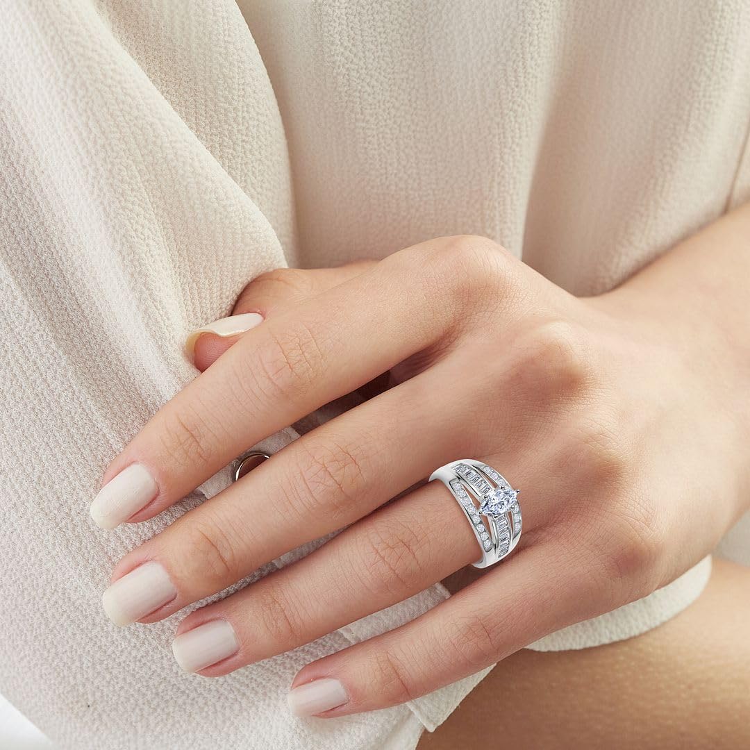 SHOP LC DELIVERING JOY Cubic Zirconia Ring CZ in 925 Sterling Silver - Engagement Rings for Women Promise Rings for Her - Cute Anniversary Statement Cubic Zirconia Jewelry Gifts for Womens 3-4.5 ctw - Image 9