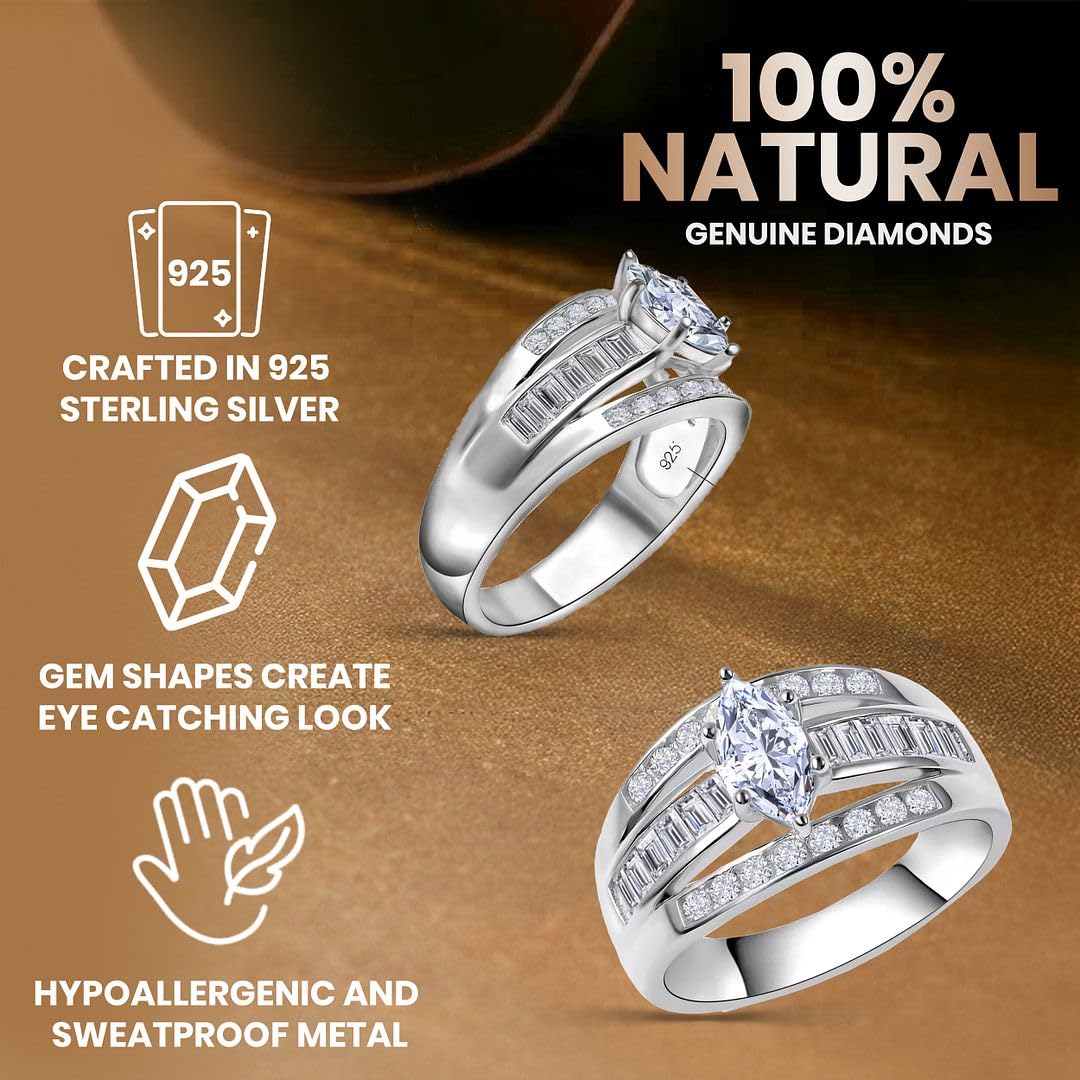 SHOP LC DELIVERING JOY Cubic Zirconia Ring CZ in 925 Sterling Silver - Engagement Rings for Women Promise Rings for Her - Cute Anniversary Statement Cubic Zirconia Jewelry Gifts for Womens 3-4.5 ctw - Image 4