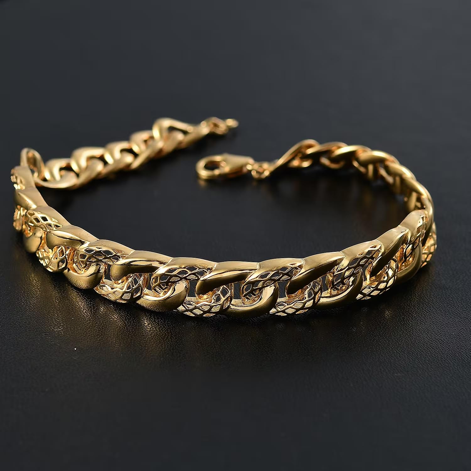 SHOP LC DELIVERING JOY Curb Link Chain in 18K Vermeil Yellow Gold Over Sterling Silver Bracelet 7.25 In 19.70 Grams Christmas Gifts - Image 3